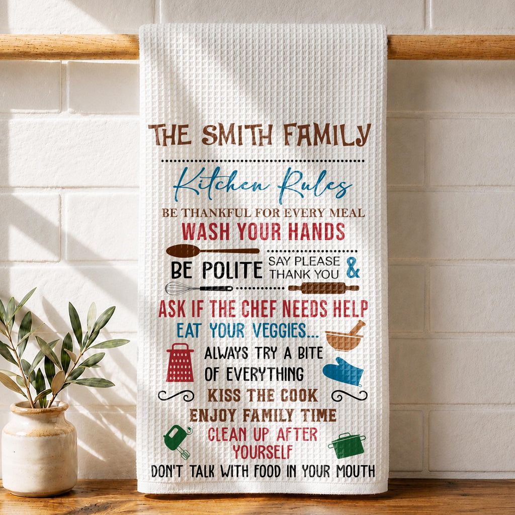 Personalized Kitchen Towel Custom Family Name Gift Idea Kitchen Towel GradoCreations