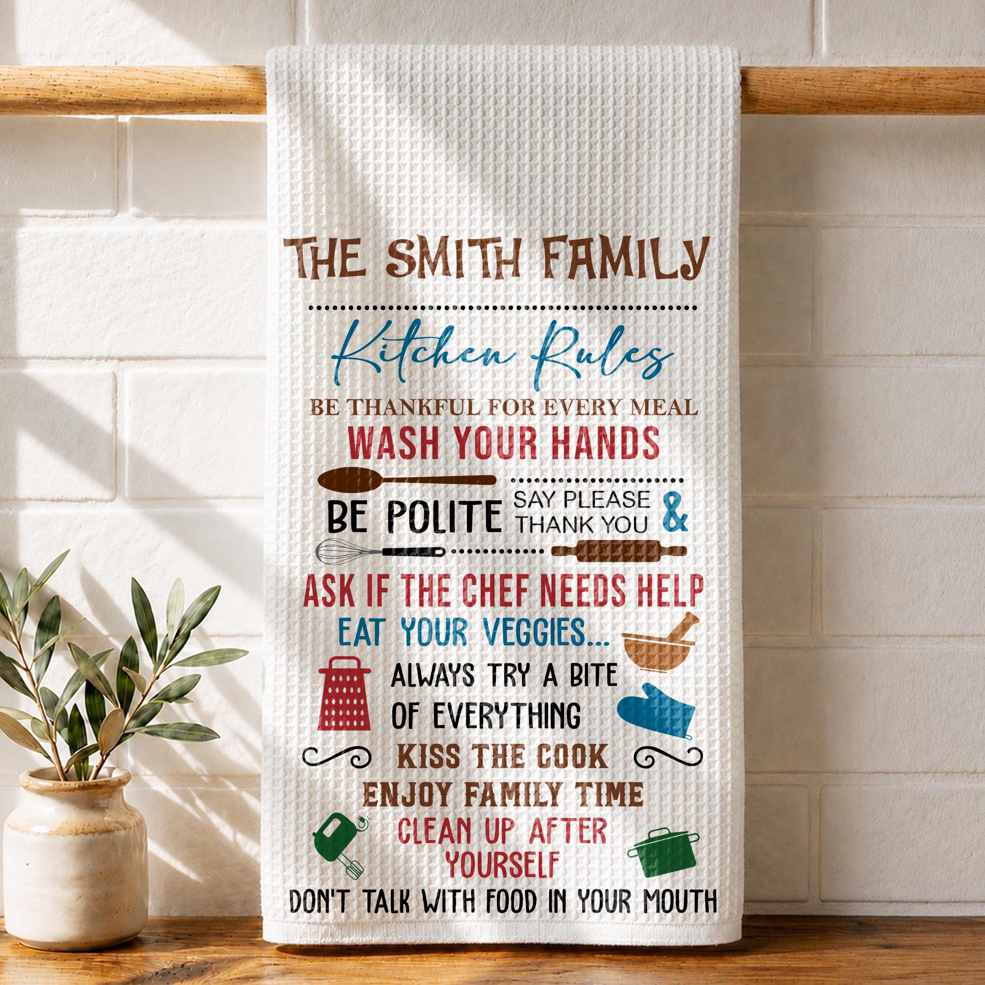 Personalized Kitchen Towel Custom Family Name Gift Idea Kitchen Towel GradoCreations