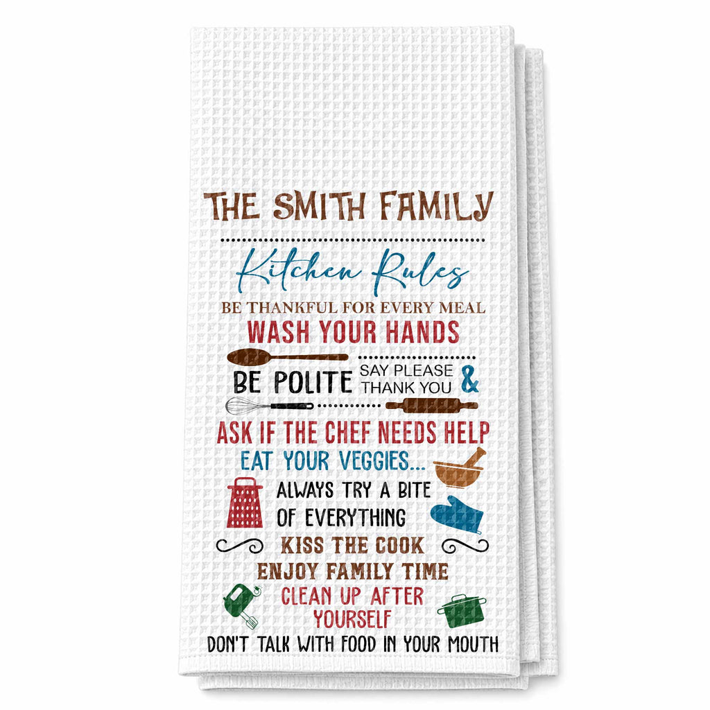 Personalized Kitchen Towel Custom Family Name Gift Idea Kitchen Towel GradoCreations