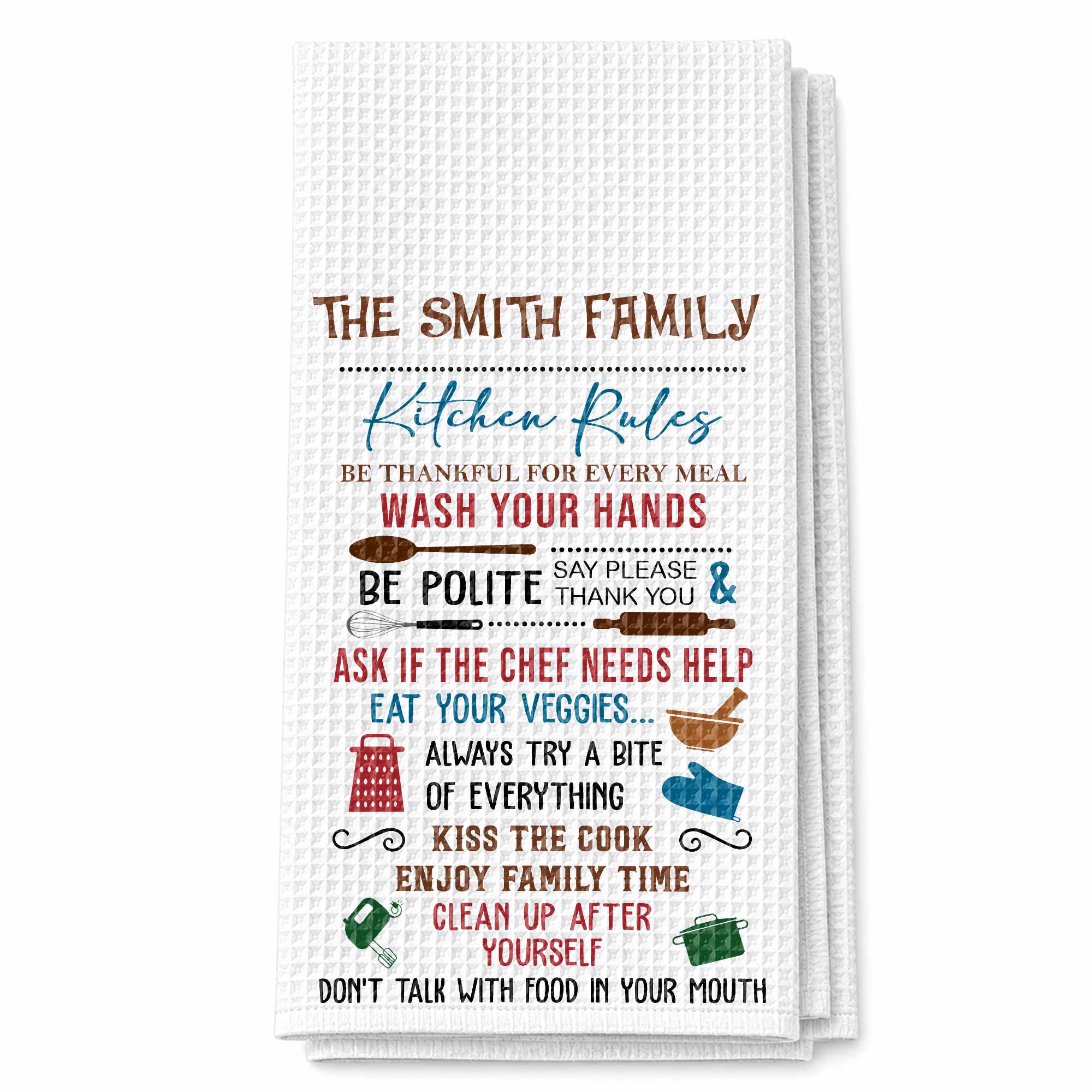 Personalized Kitchen Towel Custom Family Name Gift Idea Kitchen Towel GradoCreations