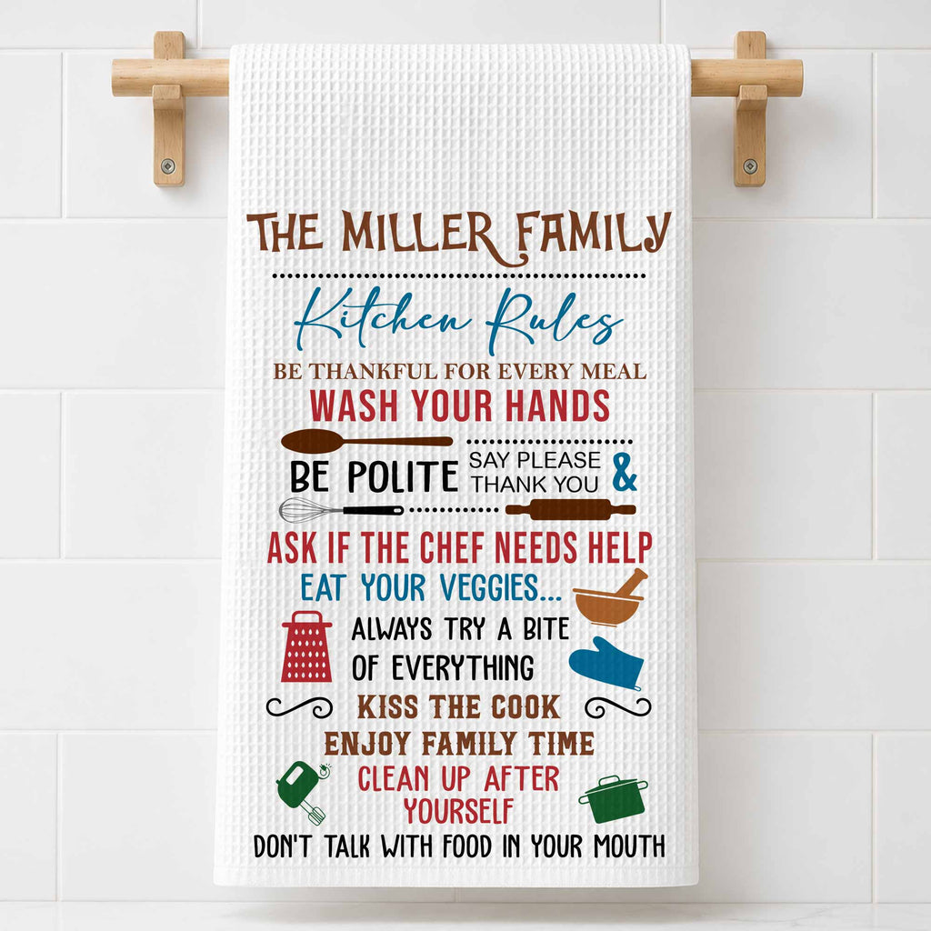 Personalized Kitchen Towel Custom Family Name Gift Idea Kitchen Towel GradoCreations