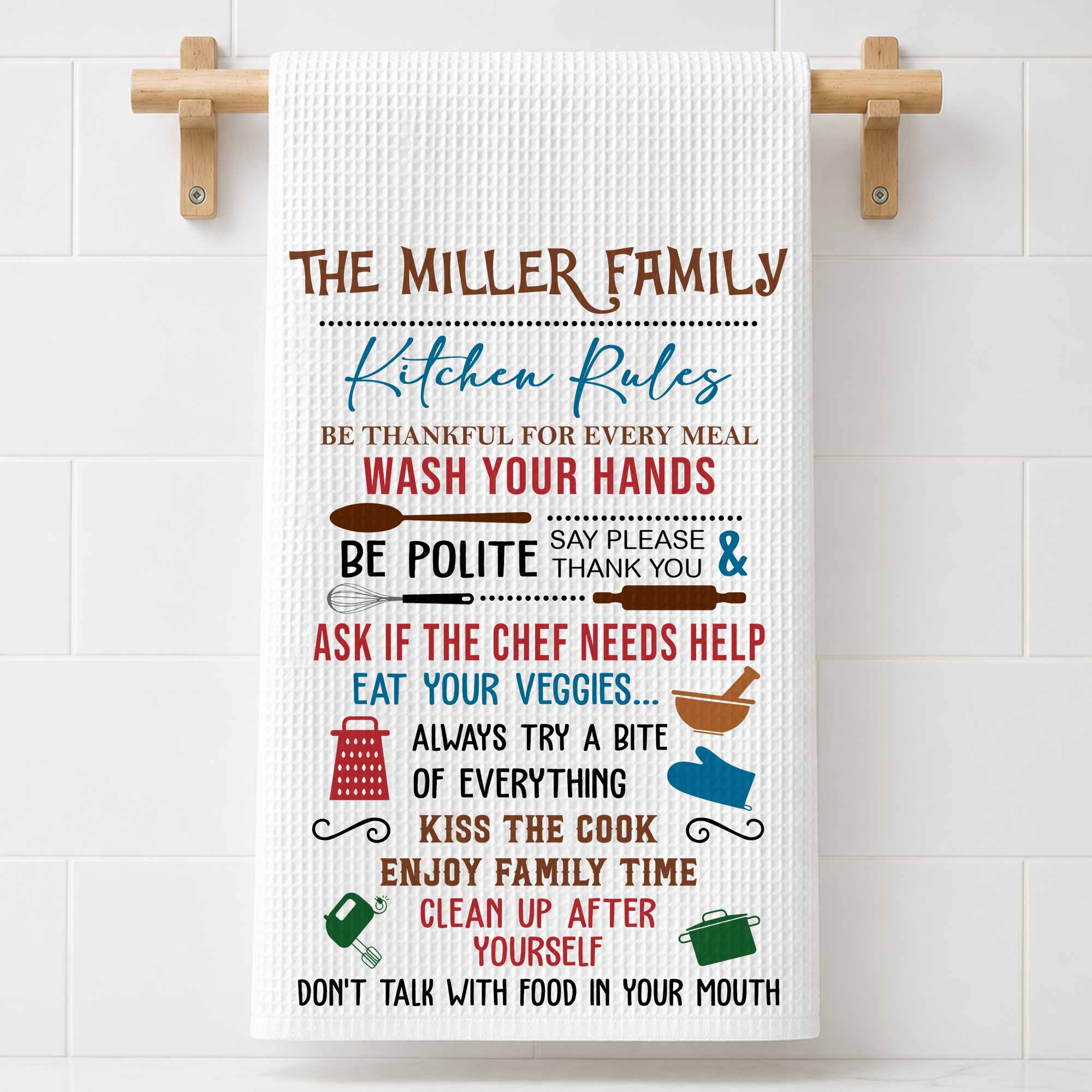 Personalized Kitchen Towel Custom Family Name Gift Idea Kitchen Towel GradoCreations