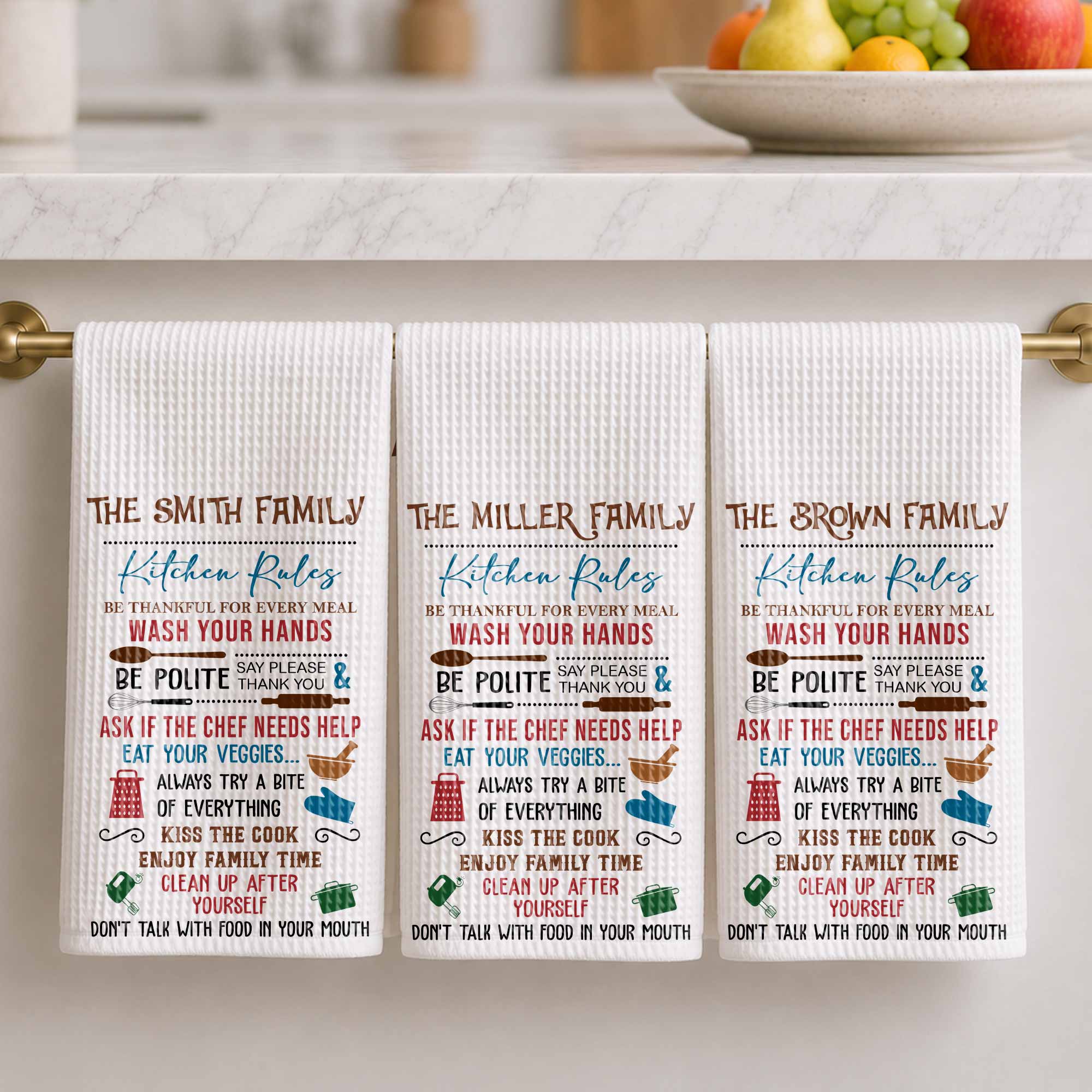 Personalized Kitchen Towel Custom Family Name Gift Idea Kitchen Towel GradoCreations