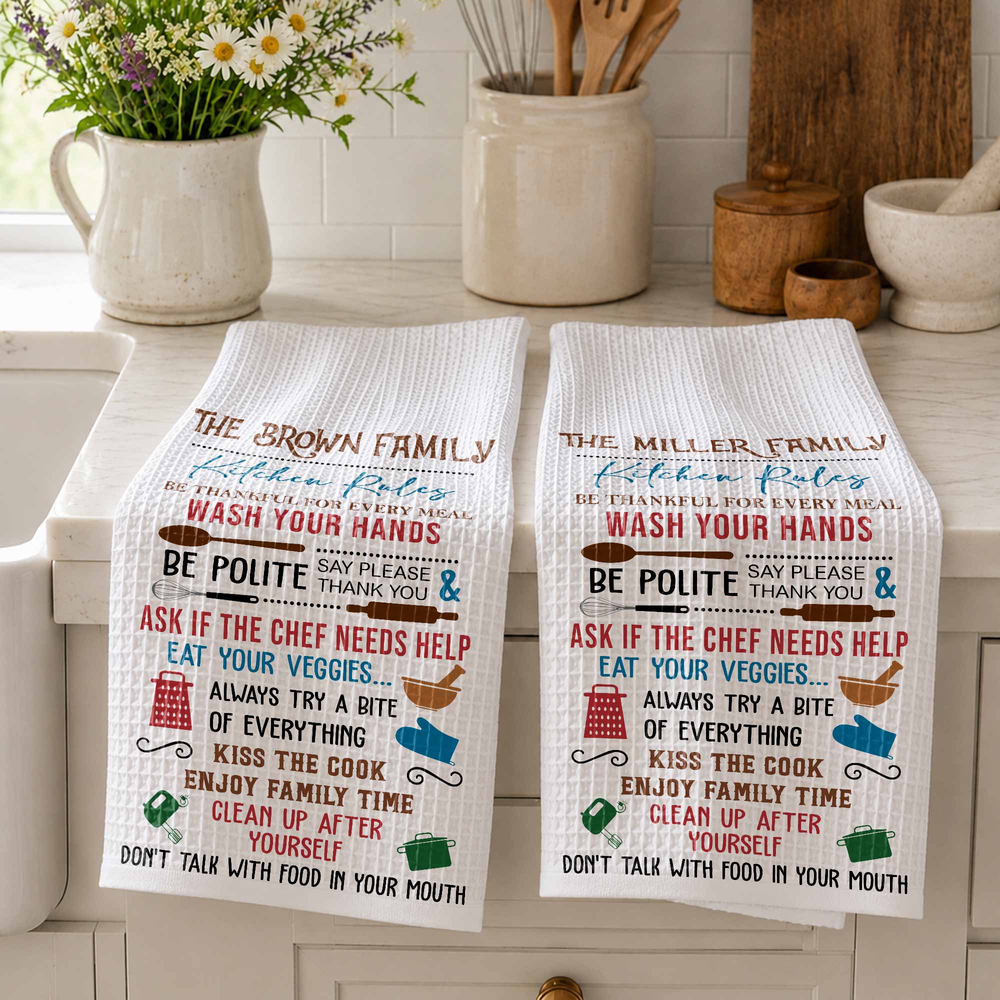 Personalized Kitchen Towel Custom Family Name Gift Idea Kitchen Towel GradoCreations