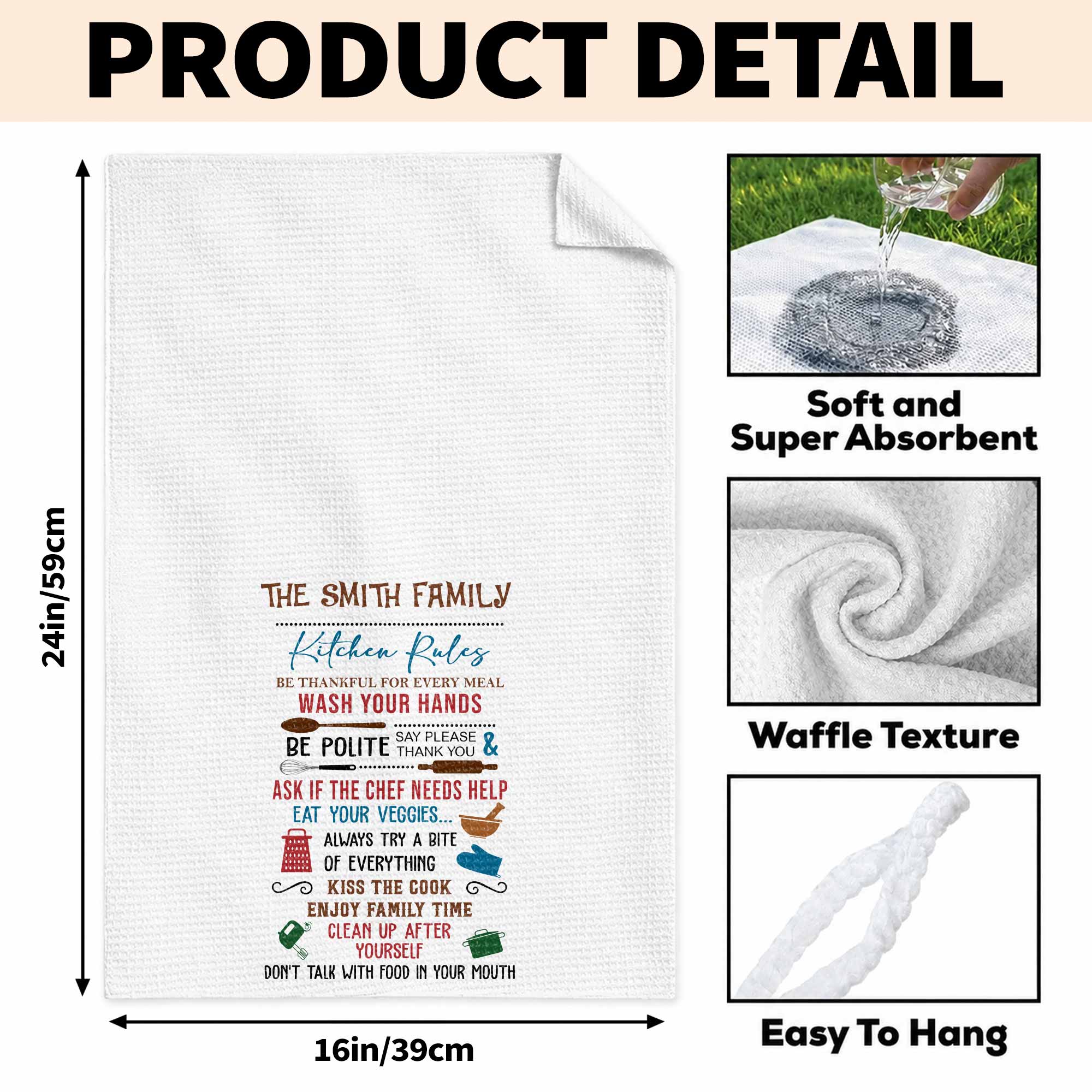 Personalized Kitchen Towel Custom Family Name Gift Idea Kitchen Towel GradoCreations