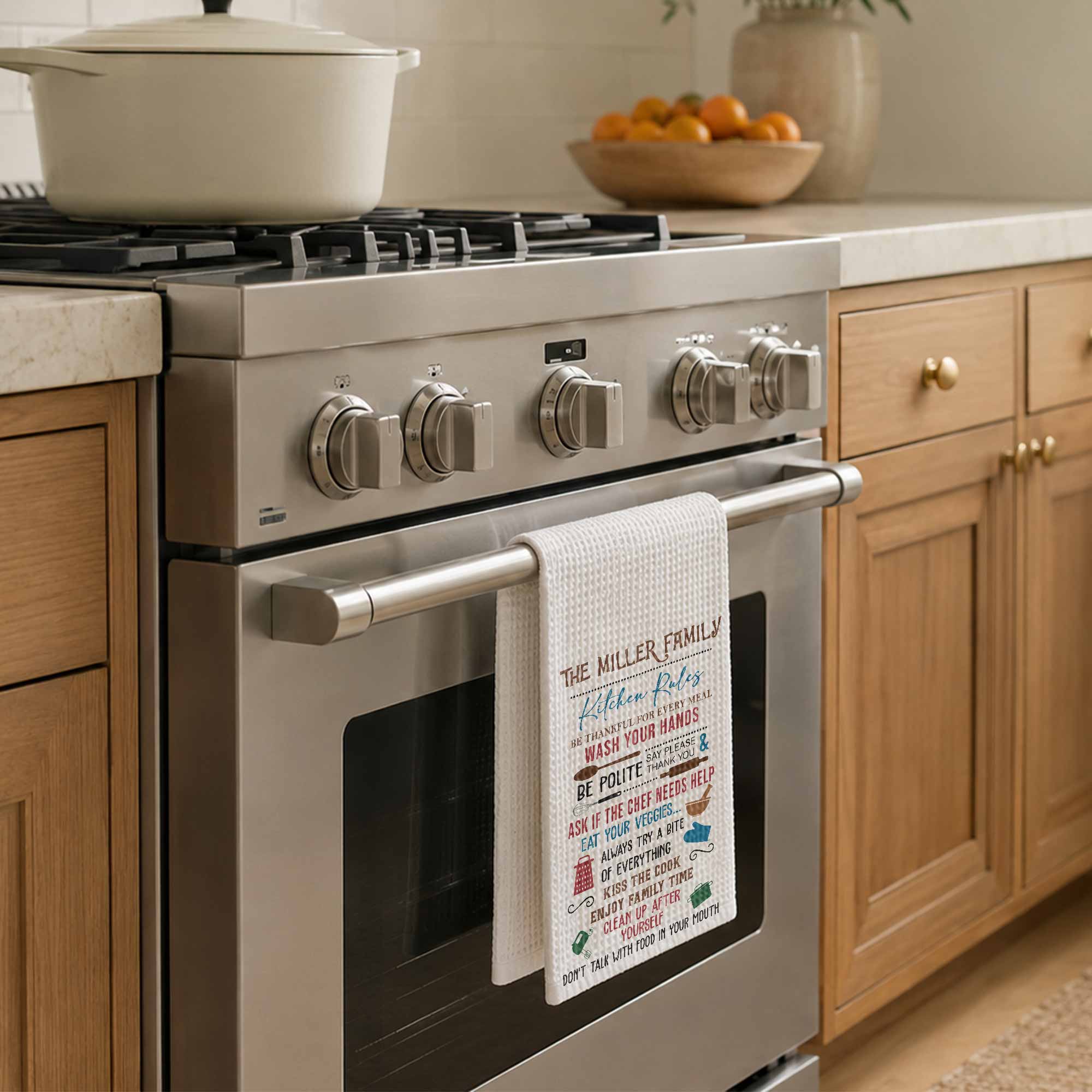 Personalized Kitchen Towel Custom Family Name Gift Idea Kitchen Towel GradoCreations