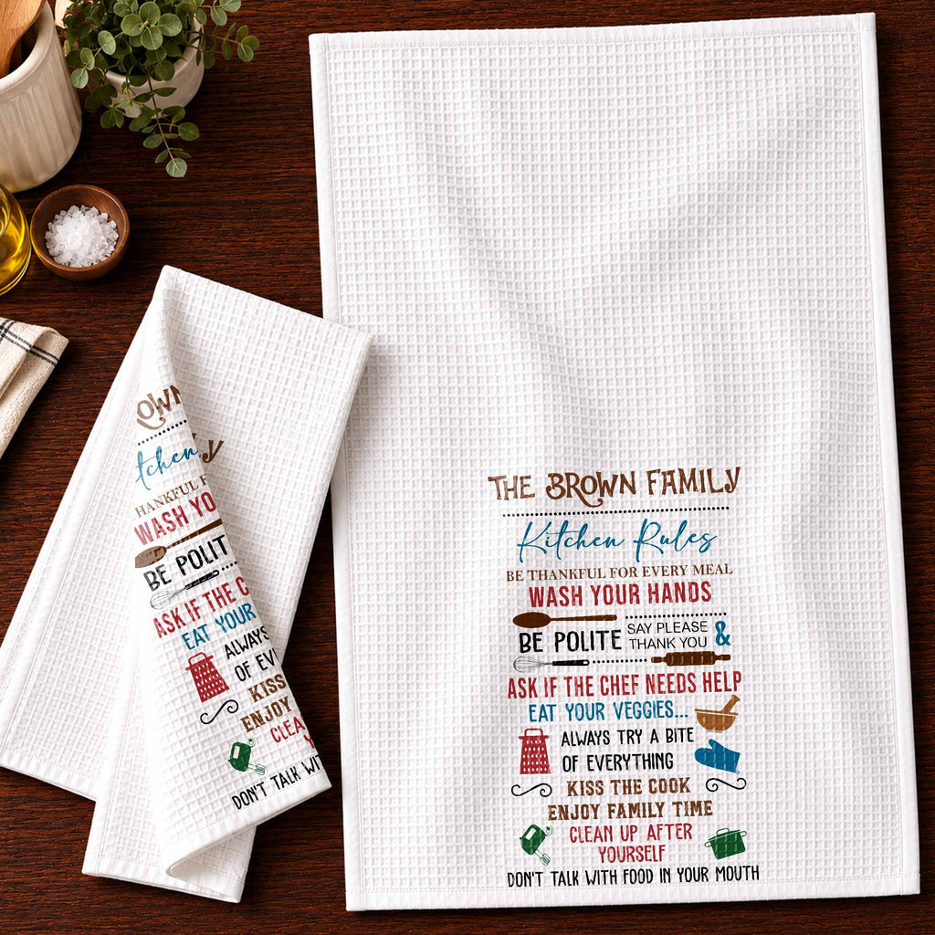 Personalized Kitchen Towel Custom Family Name Gift Idea Kitchen Towel GradoCreations