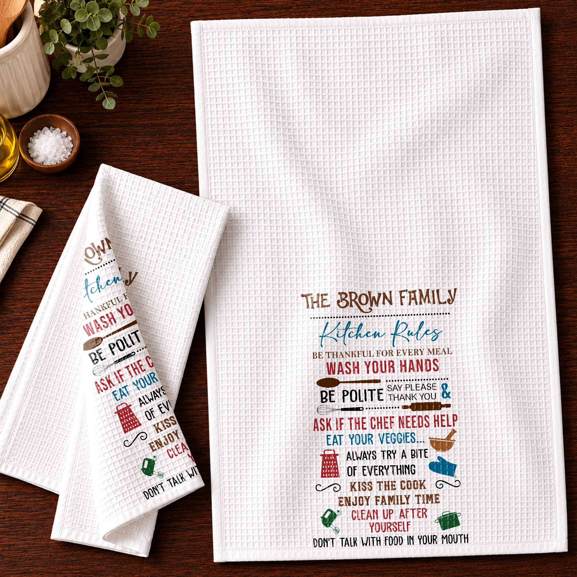 Personalized Kitchen Towel Custom Family Name Gift Idea Kitchen Towel GradoCreations
