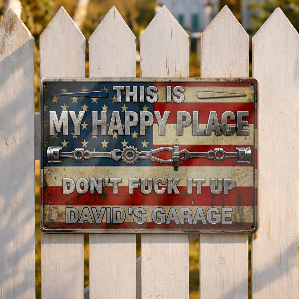 Personalized Metal Sign Custom Name American Flag Gift for Dad Metal Sign GradoCreations