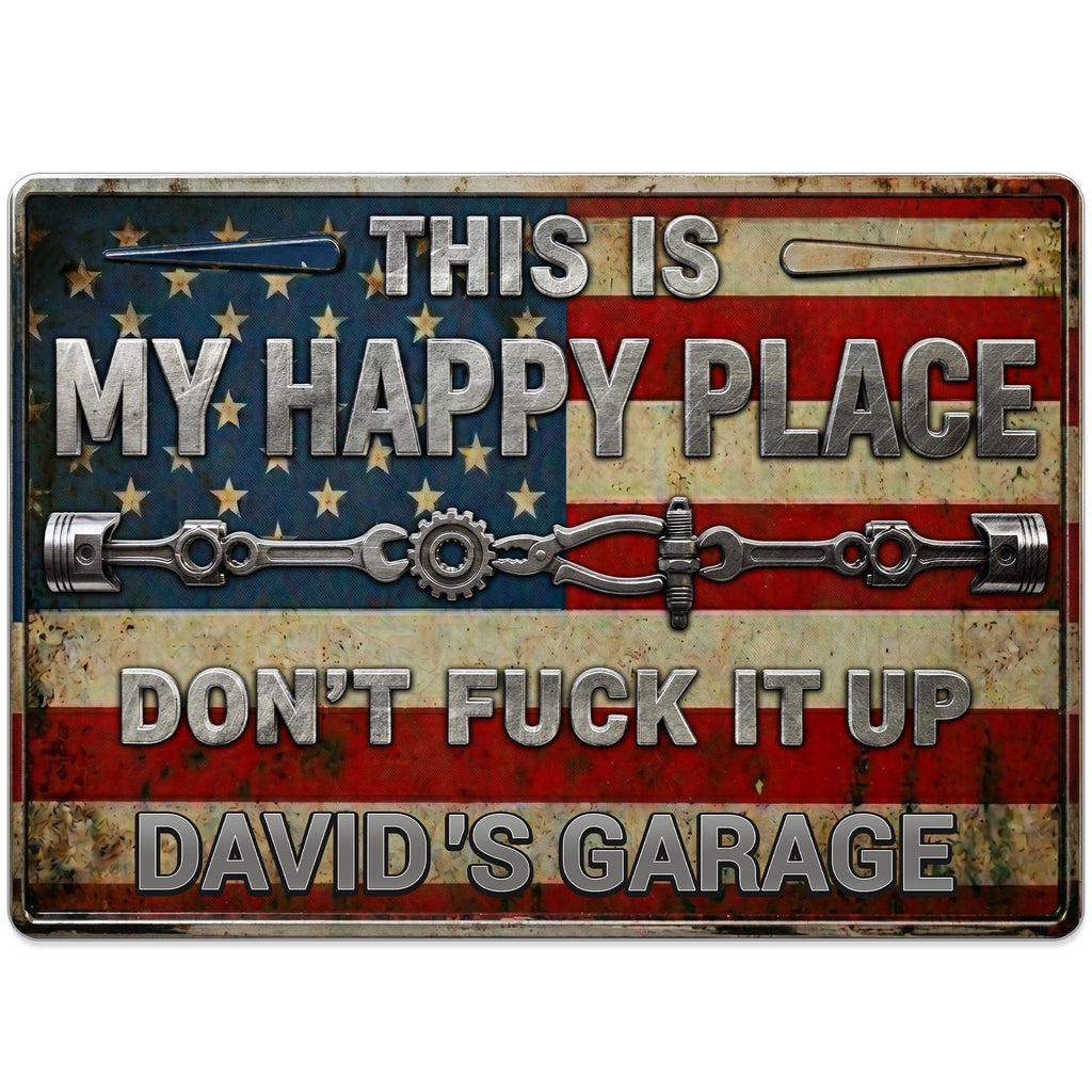 Personalized Metal Sign Custom Name American Flag Gift for Dad Metal Sign GradoCreations