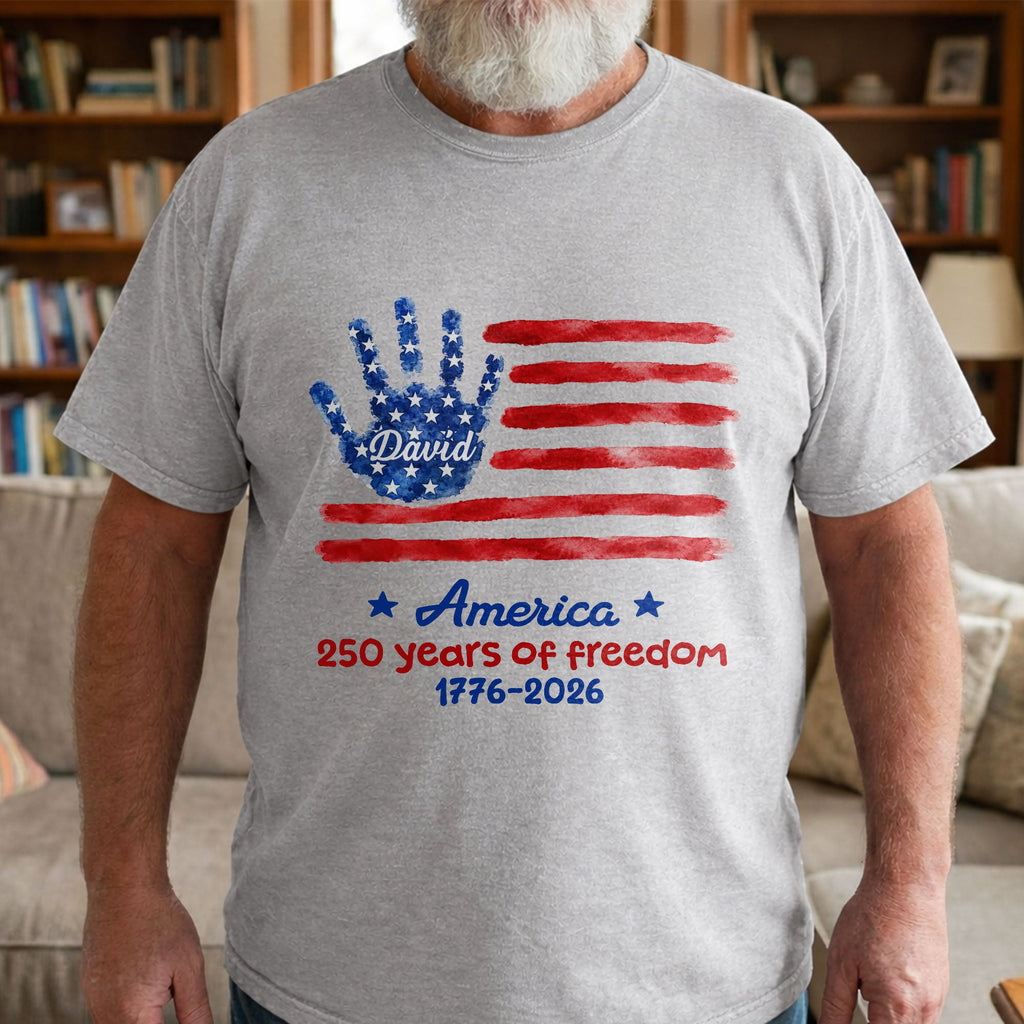 Personalized Handprint American Flag T-shirt Hoodie Gift Shirt GradoCreations