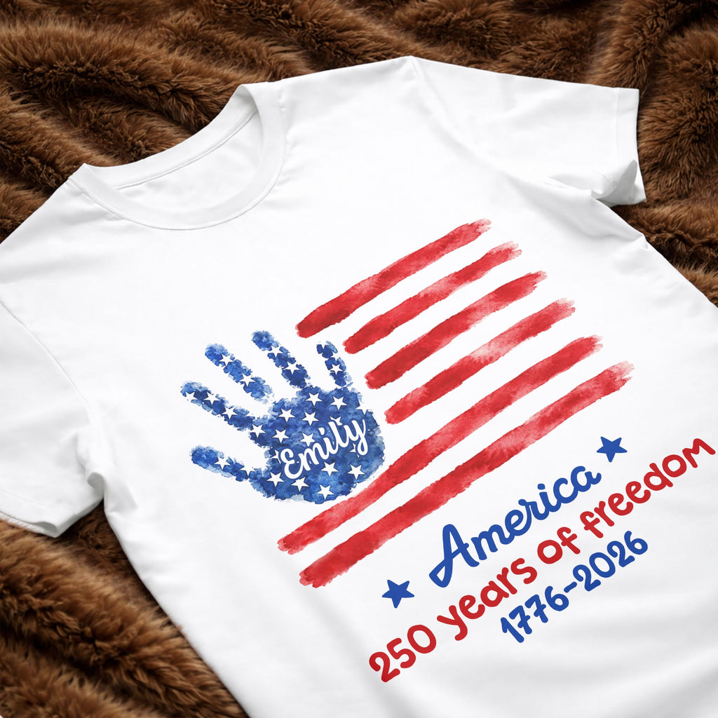 Personalized Handprint American Flag T-shirt Hoodie Gift Shirt GradoCreations