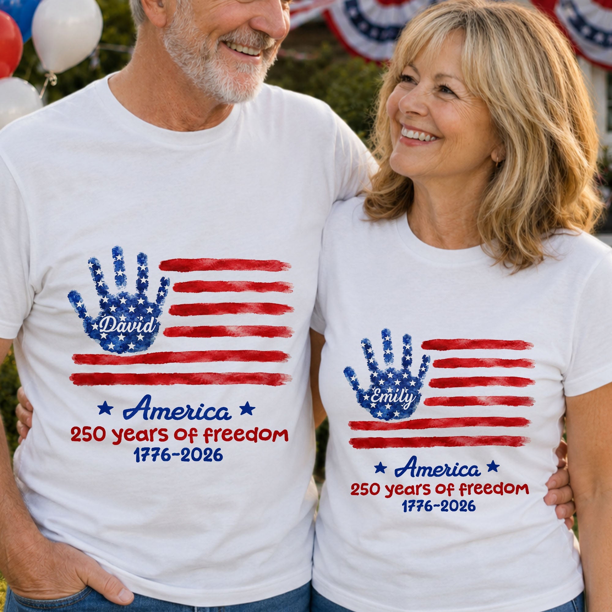 Personalized Handprint American Flag T-shirt Hoodie Gift Shirt GradoCreations