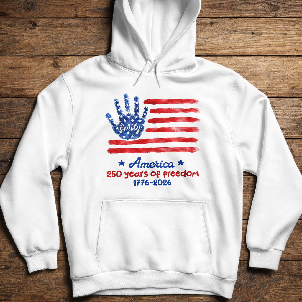 Personalized Handprint American Flag T-shirt Hoodie Gift Shirt GradoCreations