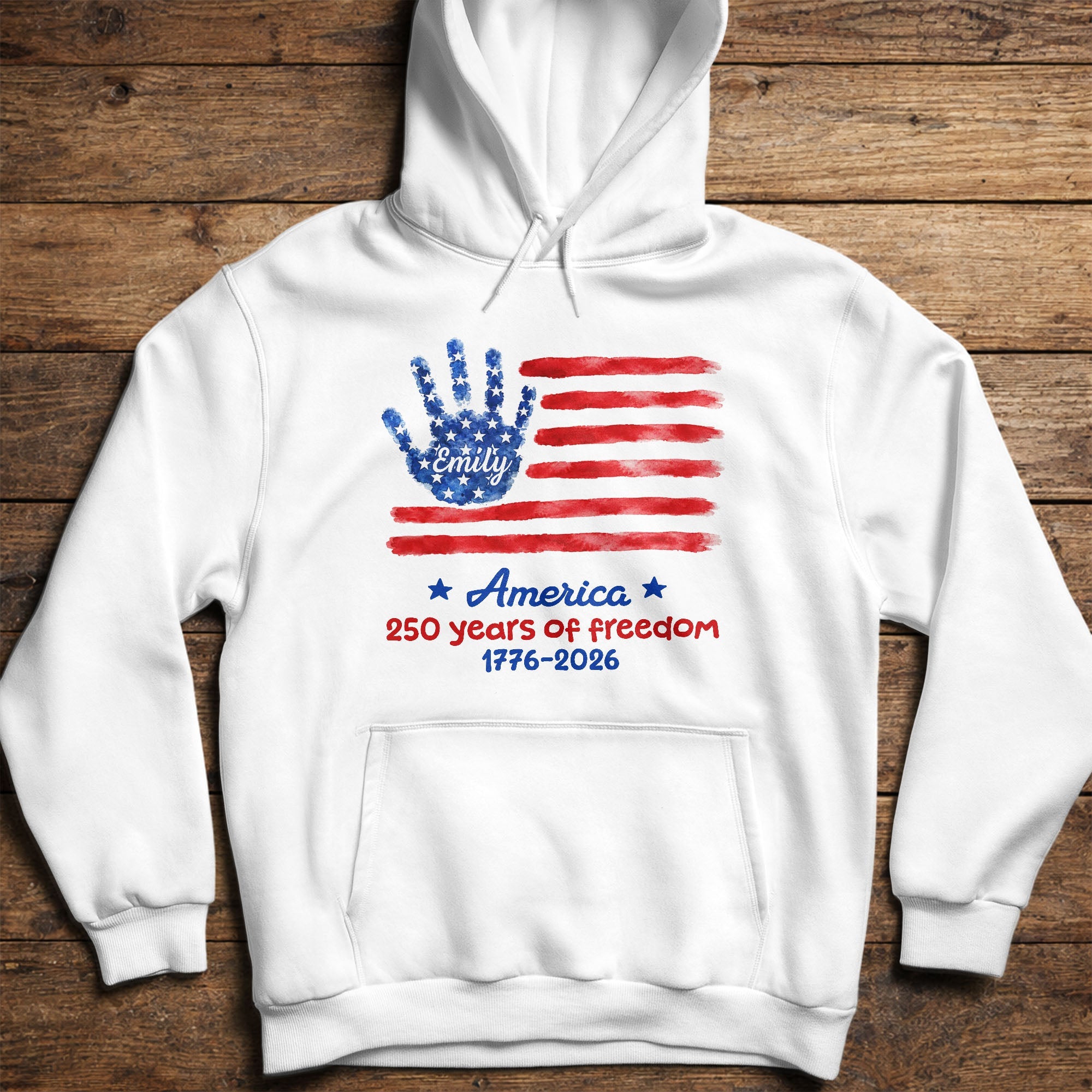 Personalized Handprint American Flag T-shirt Hoodie Gift Shirt GradoCreations