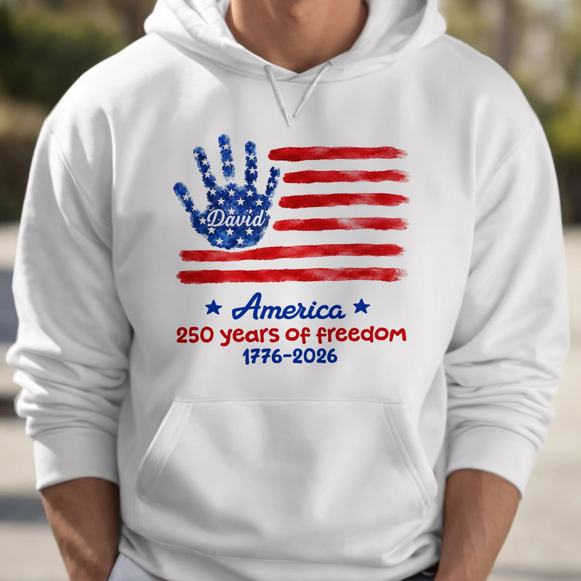 Personalized Handprint American Flag T-shirt Hoodie Gift Shirt GradoCreations