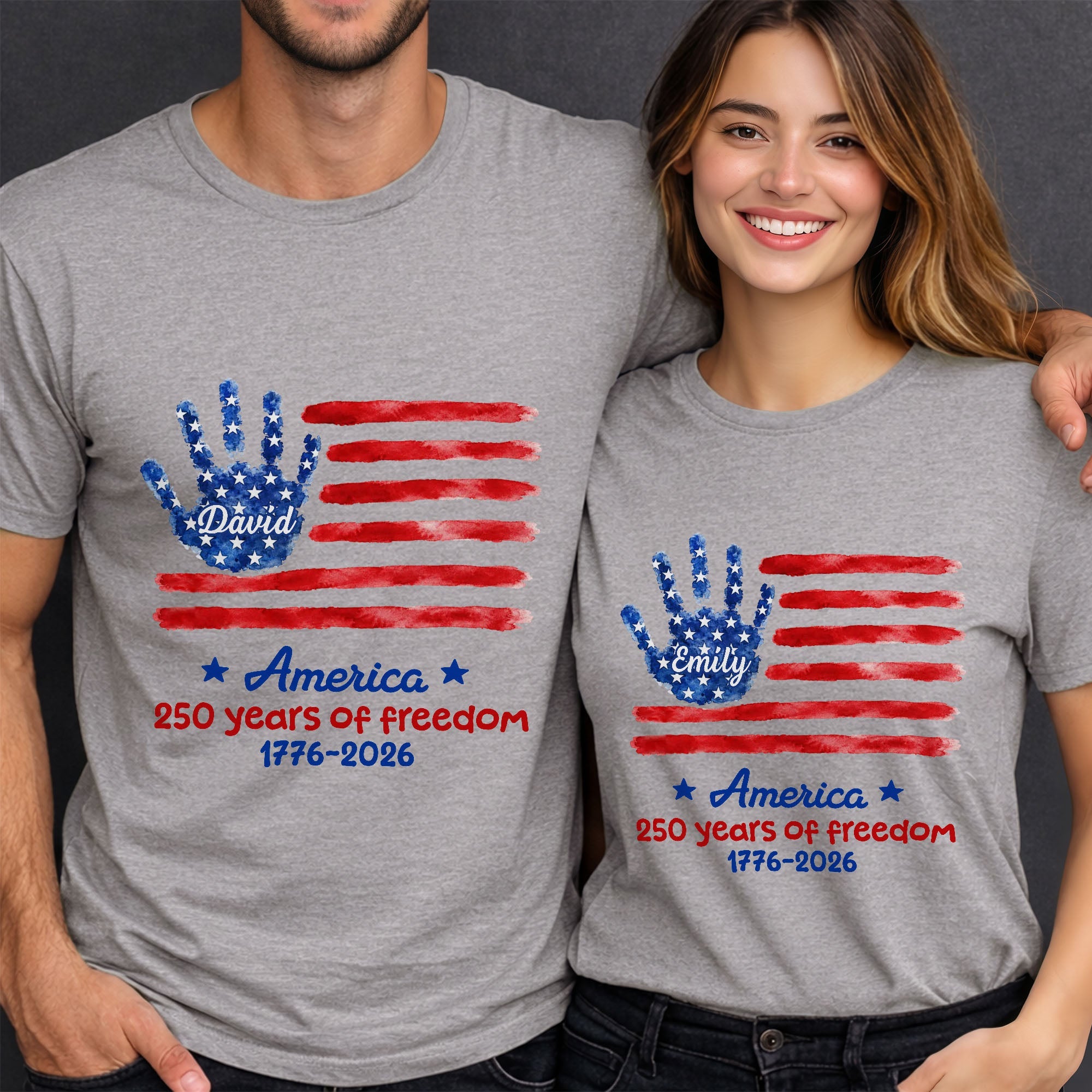Personalized Handprint American Flag T-shirt Hoodie Gift Shirt GradoCreations
