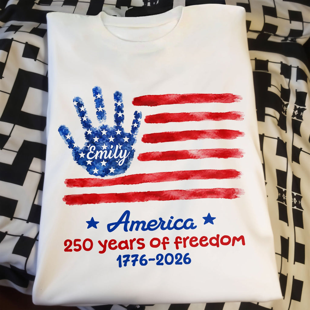 Personalized Handprint American Flag T-shirt Hoodie Gift Shirt GradoCreations
