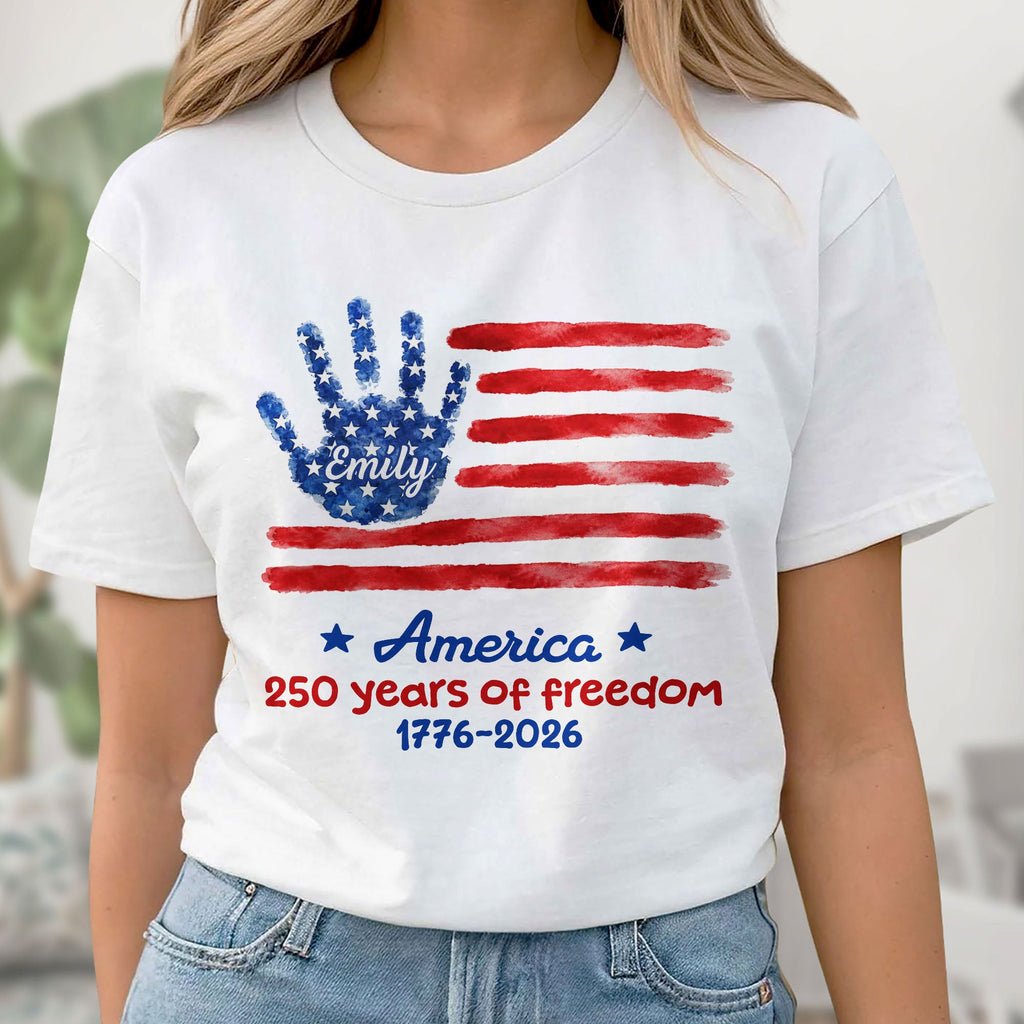 Personalized Handprint American Flag T-shirt Hoodie Gift Shirt GradoCreations