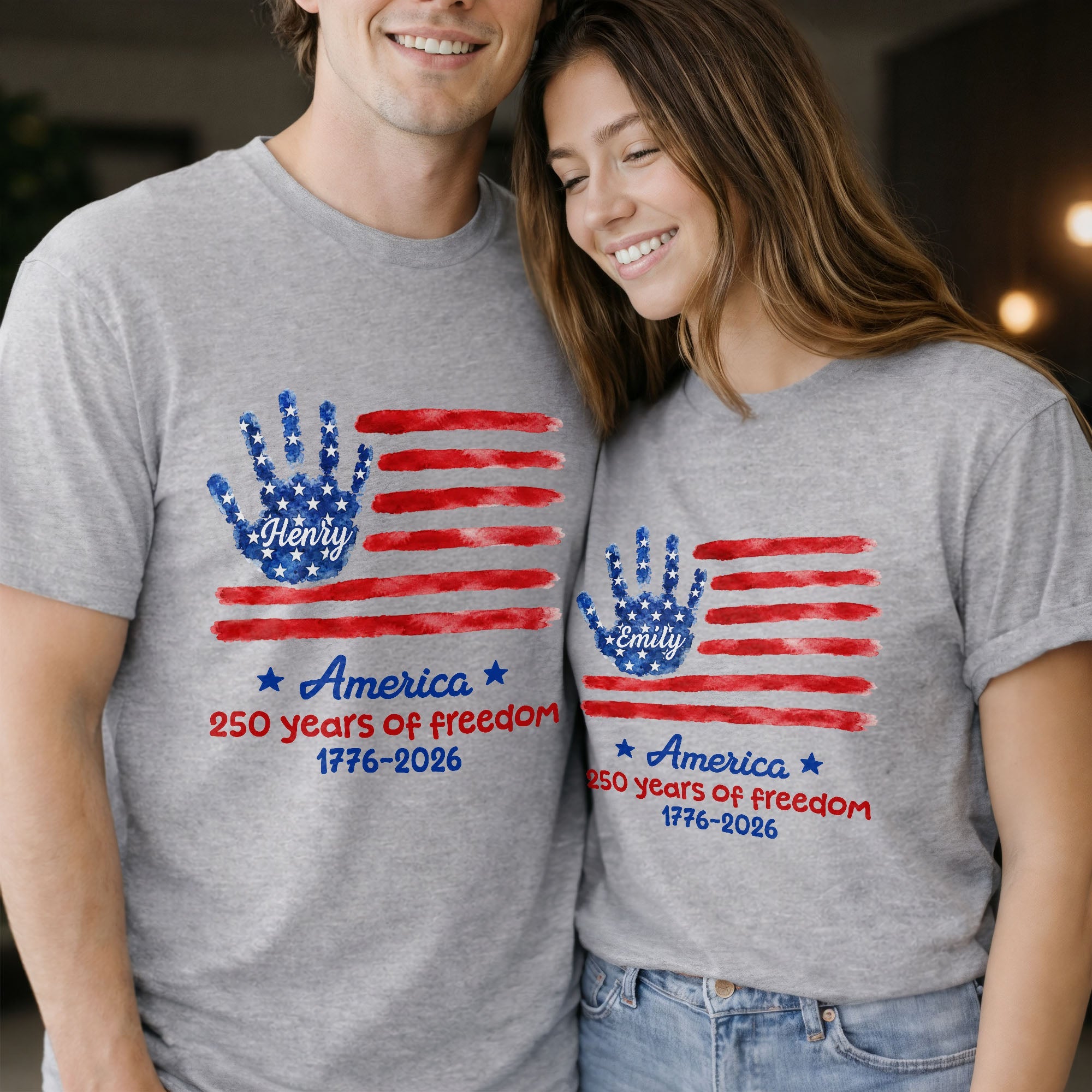Personalized Handprint American Flag T-shirt Hoodie Gift Shirt GradoCreations