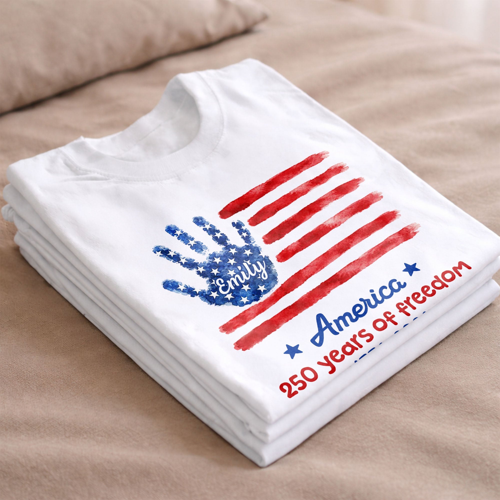 Personalized Handprint American Flag T-shirt Hoodie Gift Shirt GradoCreations
