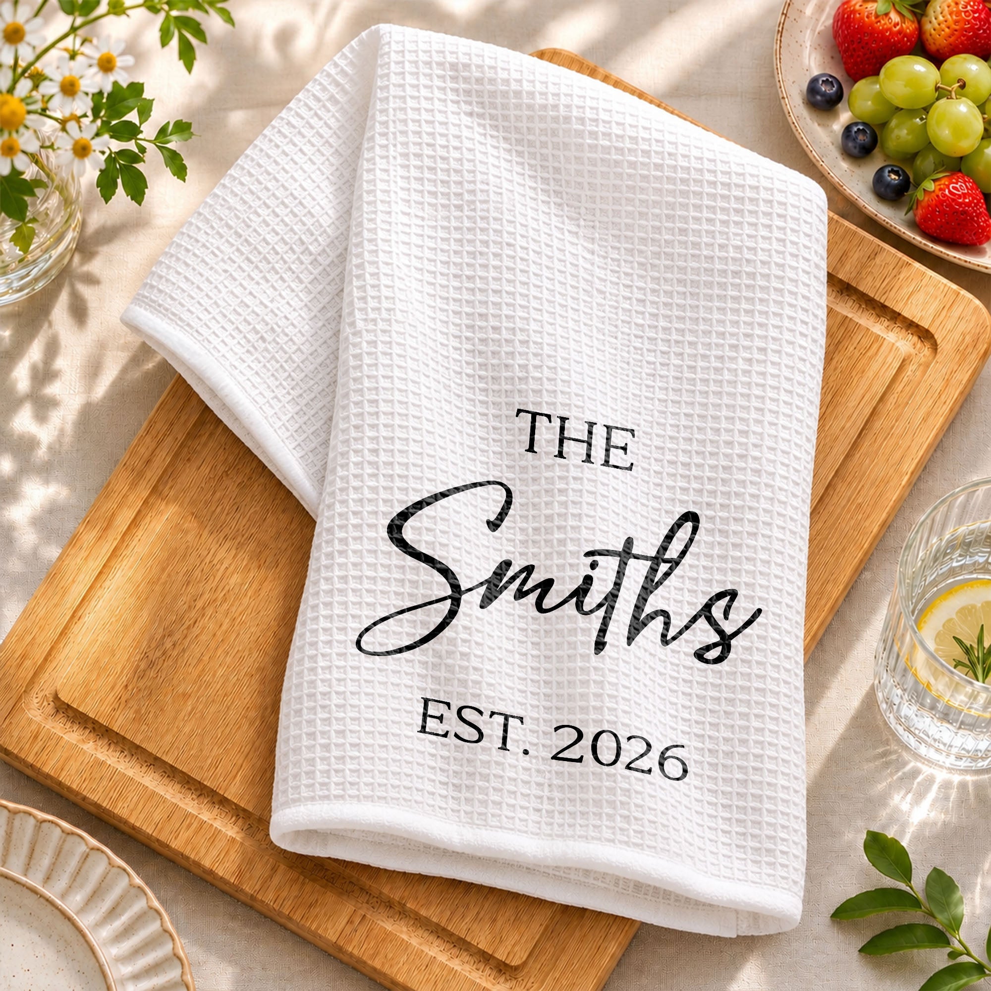 Personalized Kitchen Towel Custom Family Name Est. Year Gift Kitchen Towel GradoCreations