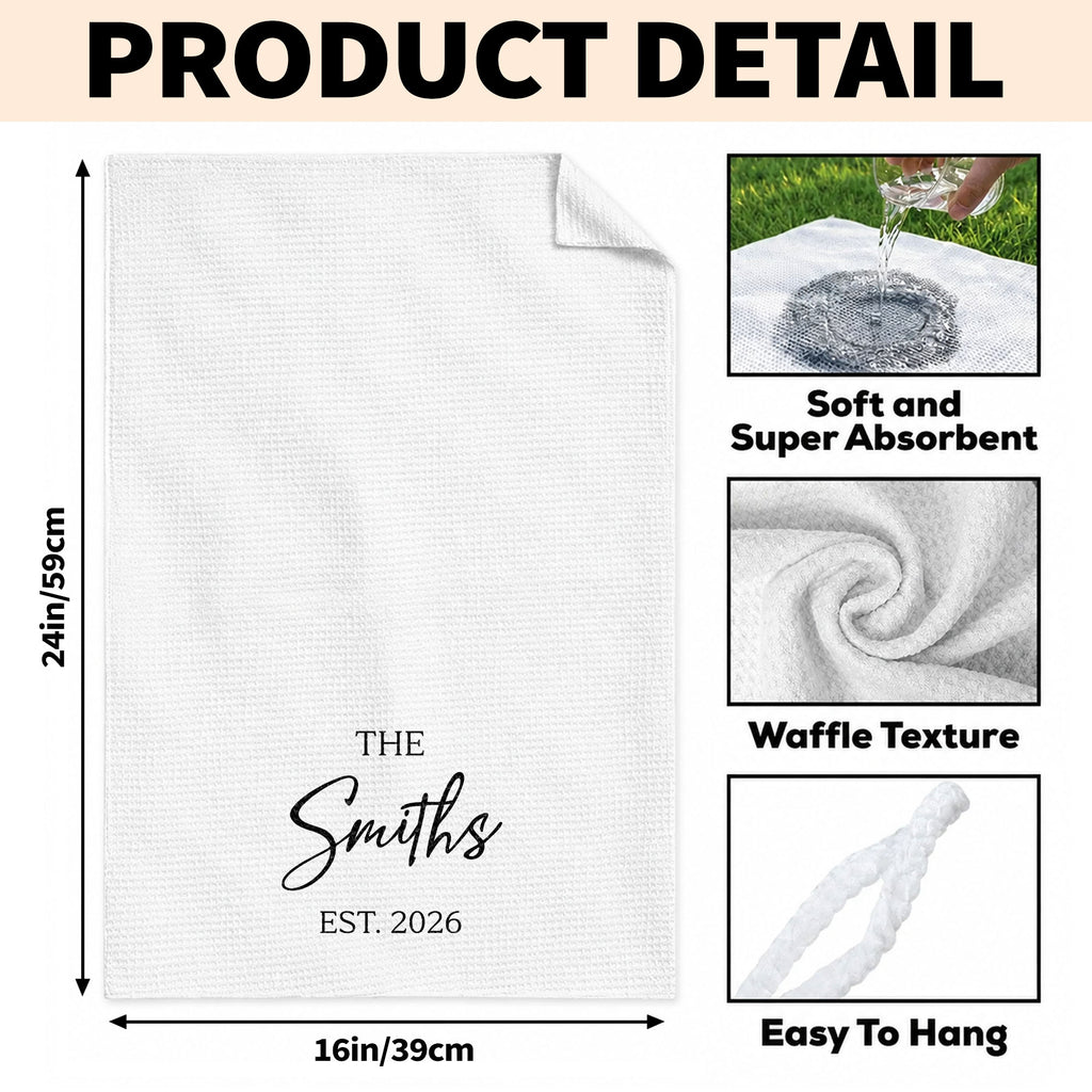 Personalized Kitchen Towel Custom Family Name Est. Year Gift Kitchen Towel GradoCreations
