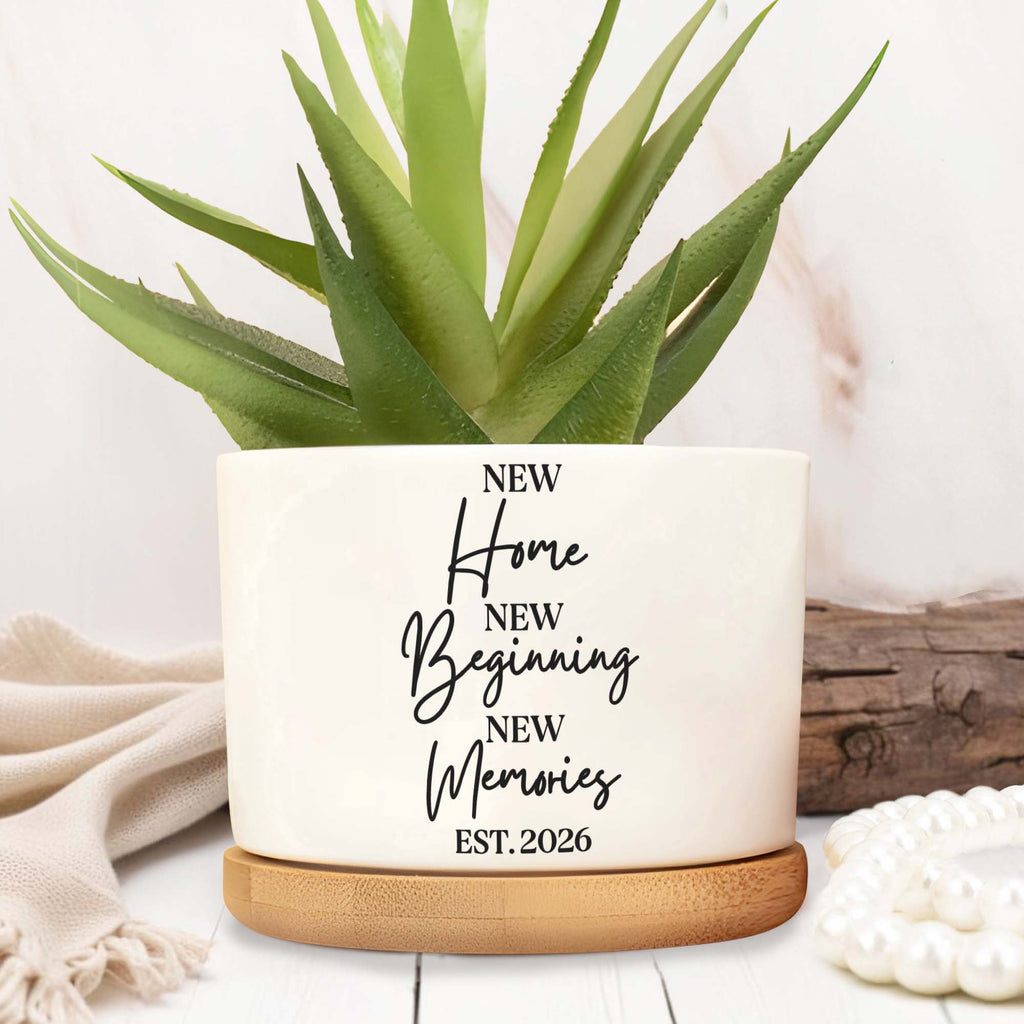 Personalized Ceramic Plant Pot Custom Year Gift for New Home