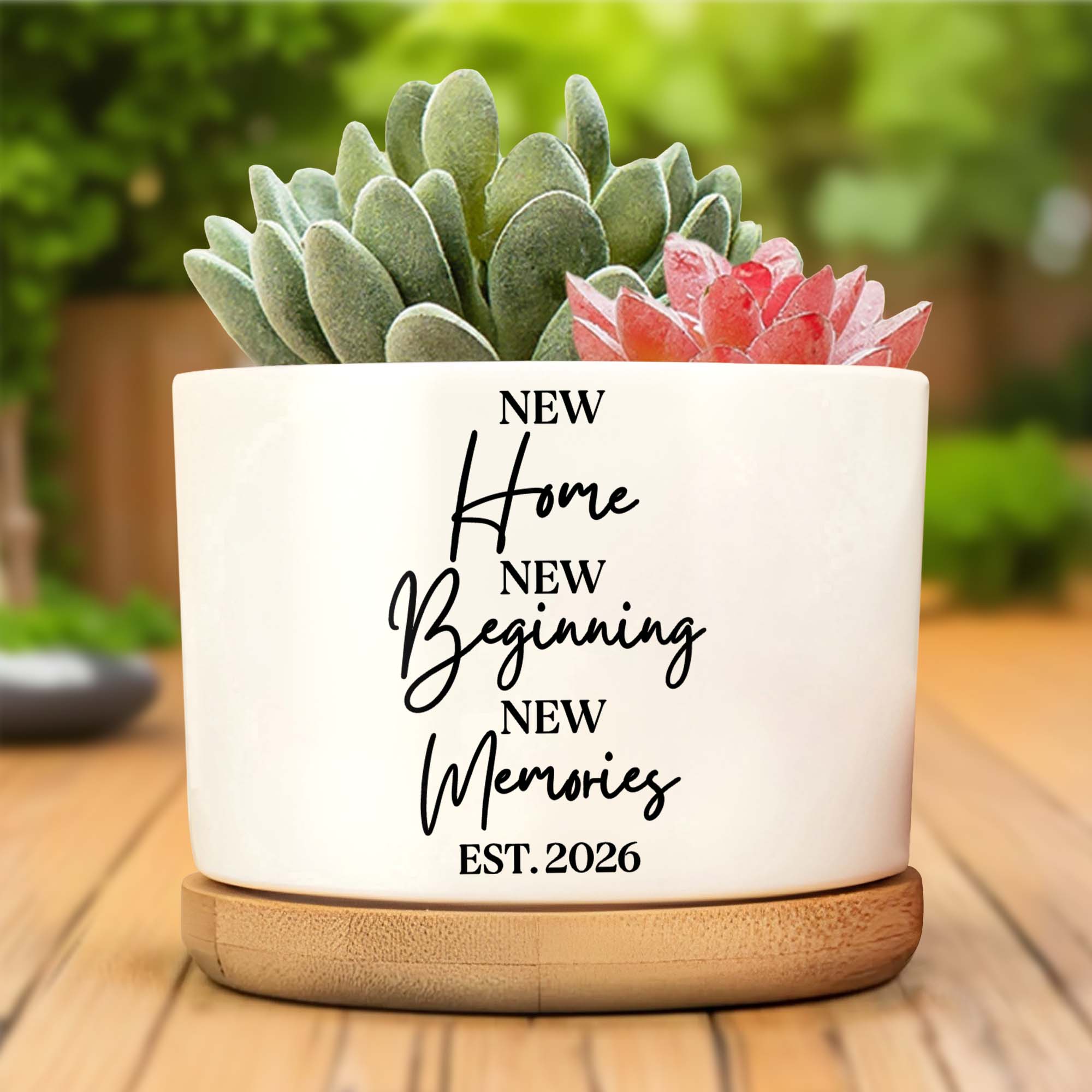 Personalized Ceramic Plant Pot Custom Year Gift for New Home
