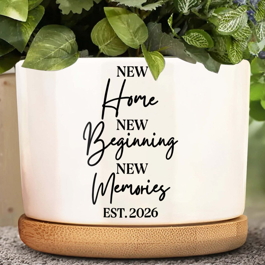 Personalized Ceramic Plant Pot Custom Year Gift for New Home