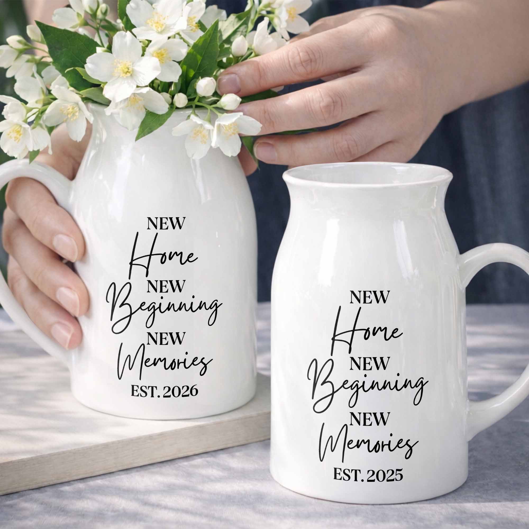 Personalized Ceramic Flower Vase Custom Year Gift for Home