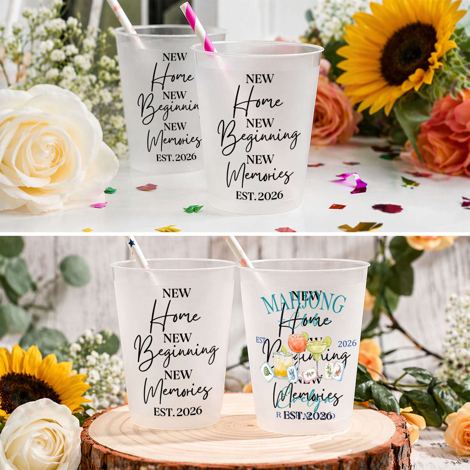 Personalized Frosted Cups Custom Design New Home Gift