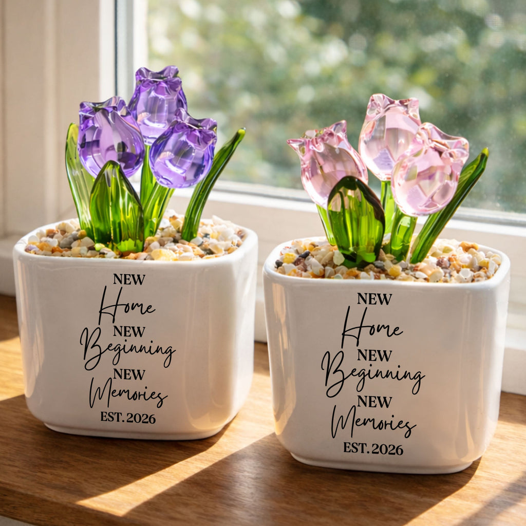Personalized Everlasting Glass Tulips Gift for Home Decor