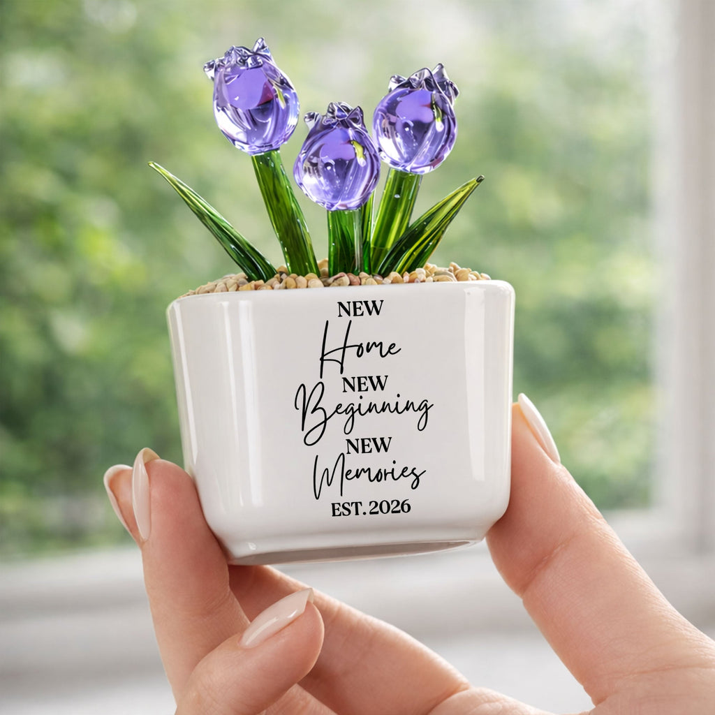 Personalized Everlasting Glass Tulips Gift for Home Decor