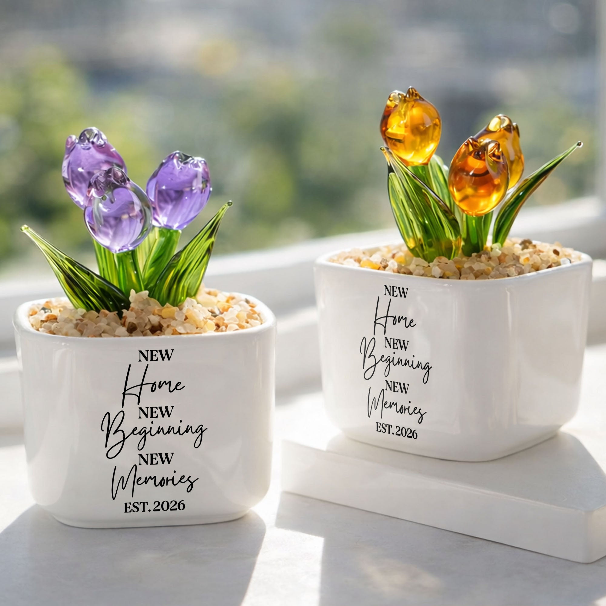 Personalized Everlasting Glass Tulips Gift for Home Decor