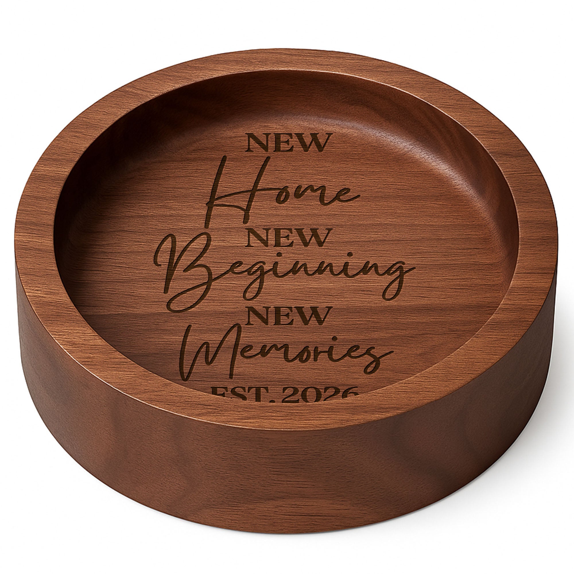 Personalized Round Wood Ring Dish Custom Name Gift for New Home