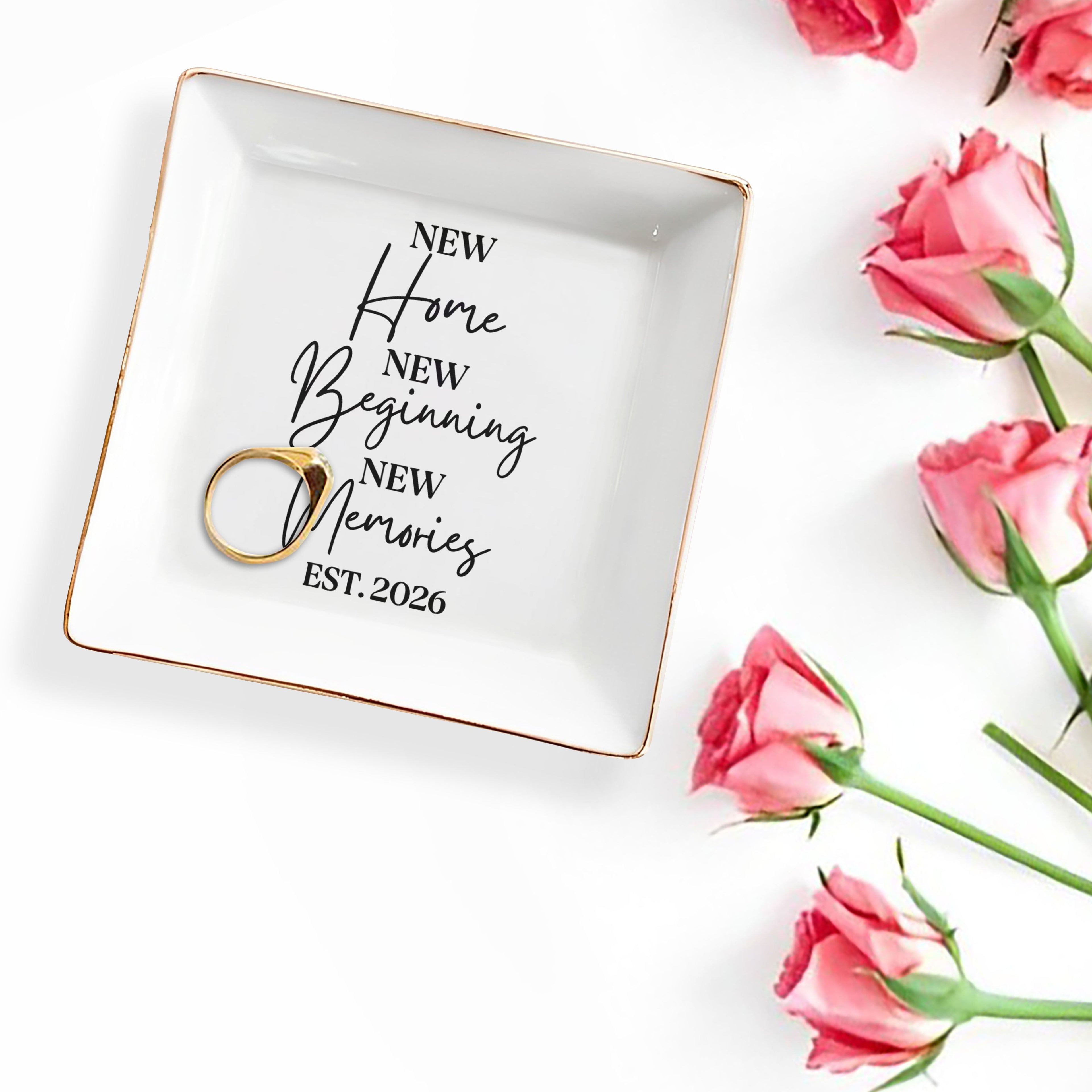 Personalized Ceramic Jewelry Dish Custom Year Gift for Family