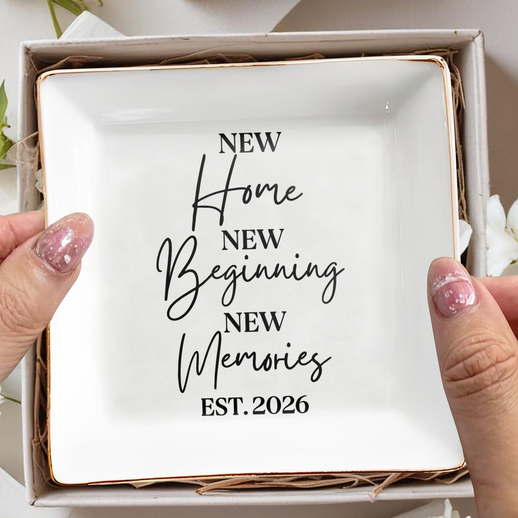 Personalized Ceramic Jewelry Dish Custom Year Gift for Family