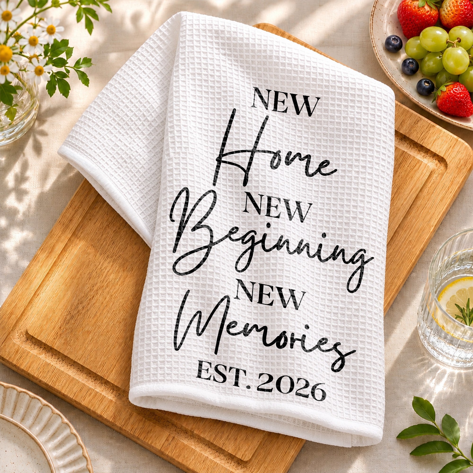 Personalized Minimalist Kitchen Towel Custom Gift for Family Kitchen Towel GradoCreations