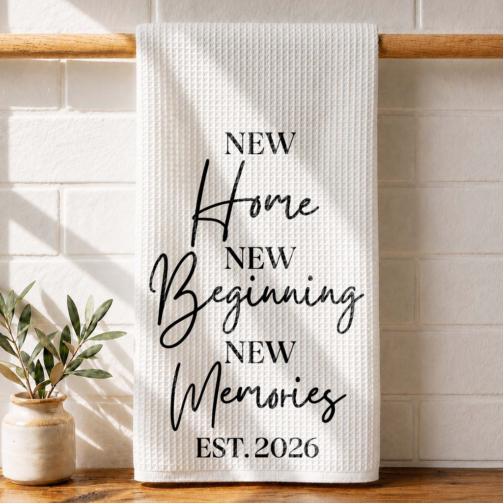 Personalized Minimalist Kitchen Towel Custom Gift for Family Kitchen Towel GradoCreations