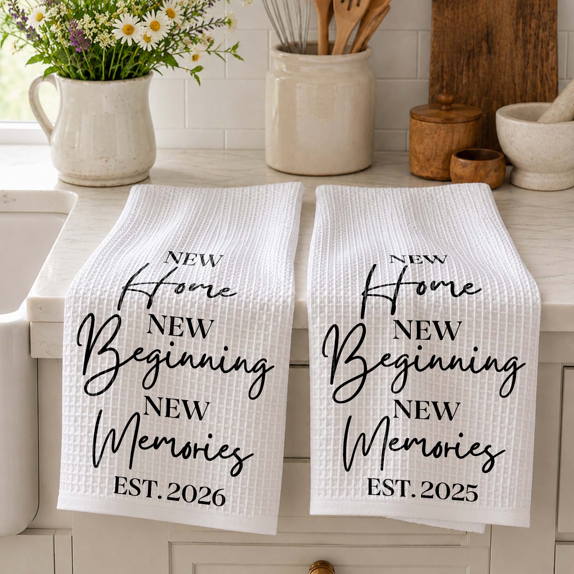 Personalized Minimalist Kitchen Towel Custom Gift for Family Kitchen Towel GradoCreations