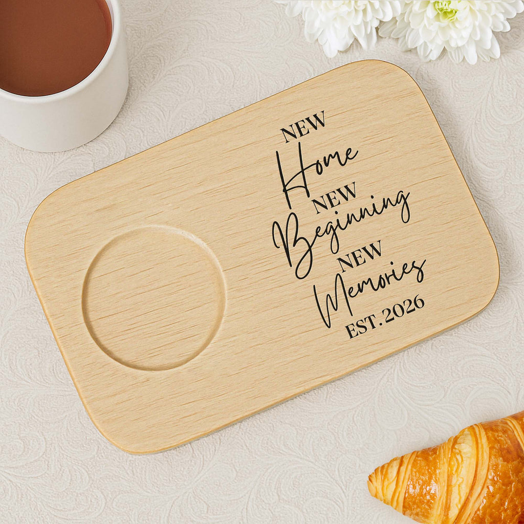 Personalized Wood Grain Serving Board with Cup Holder Gift for Couples