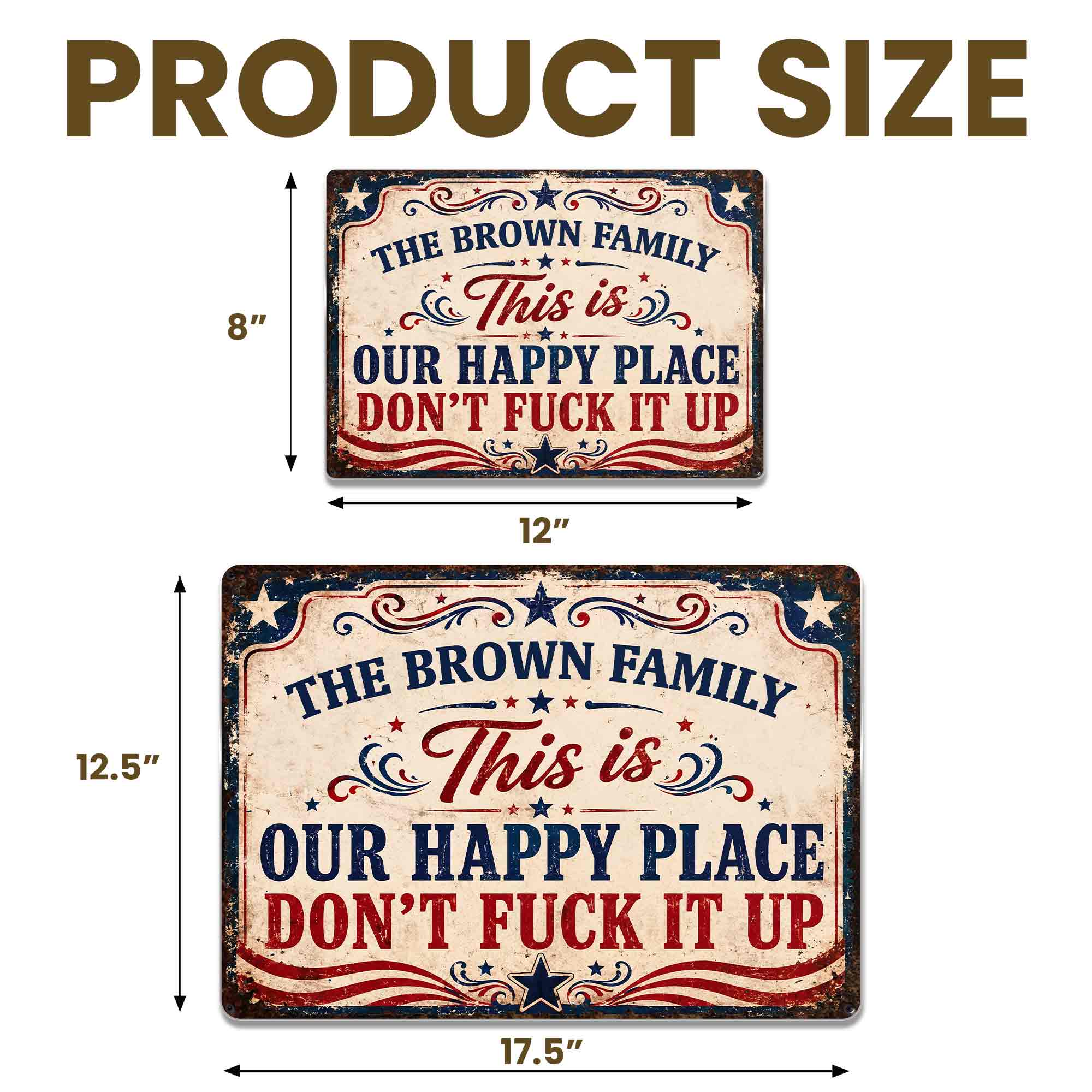 Personalized Metal Sign Custom Family Name Gift Decor Metal Sign GradoCreations