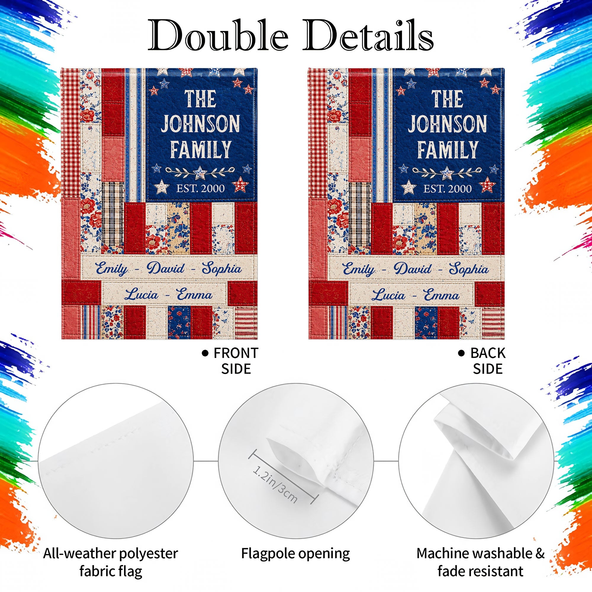 Personalized Double-Sided Garden Flag Custom Family Name 4th of July Gift Garden Flag GradoCreations