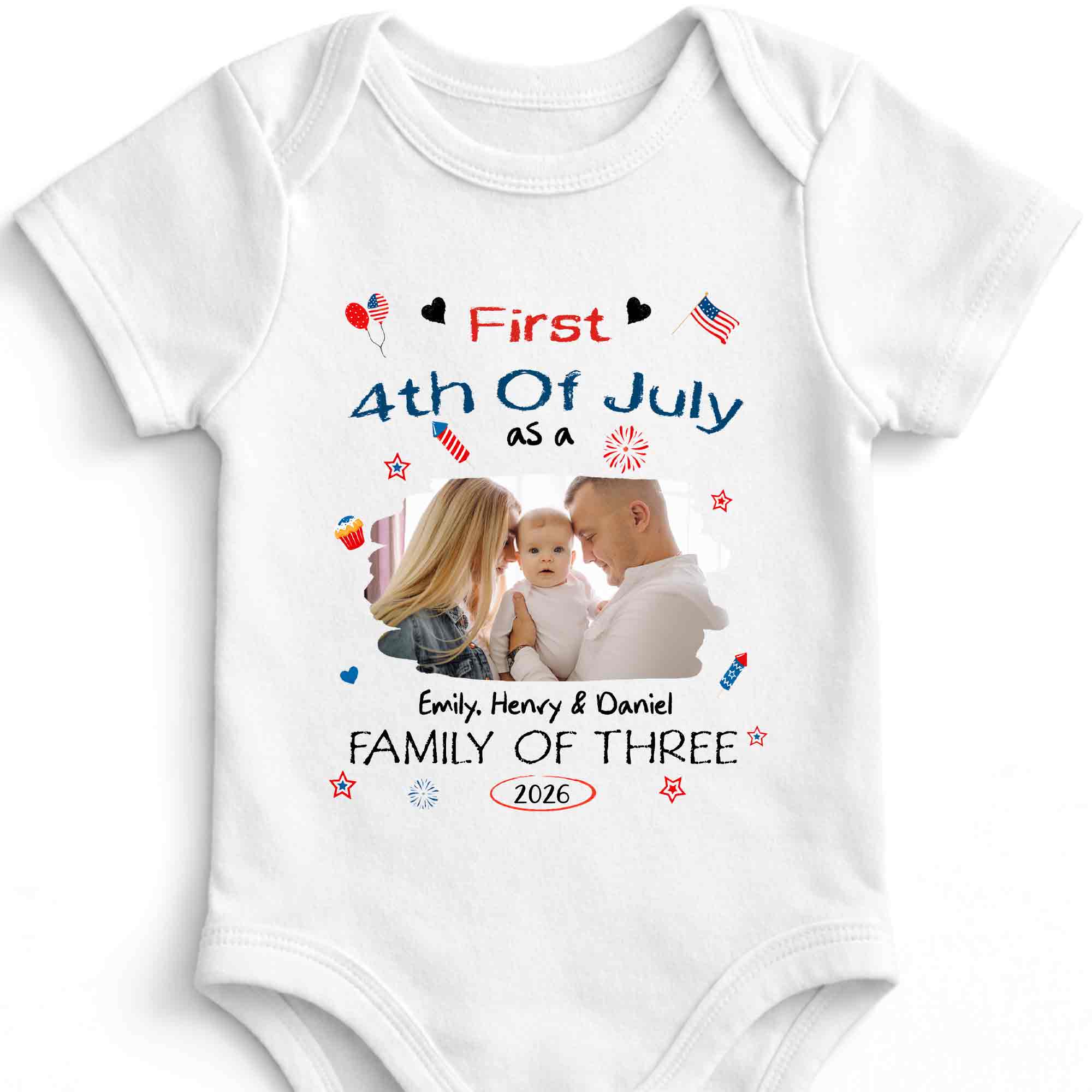 Personalized 4th of July Baby Onesie Custom Photo Gift for Family Baby Onesie GradoCreations