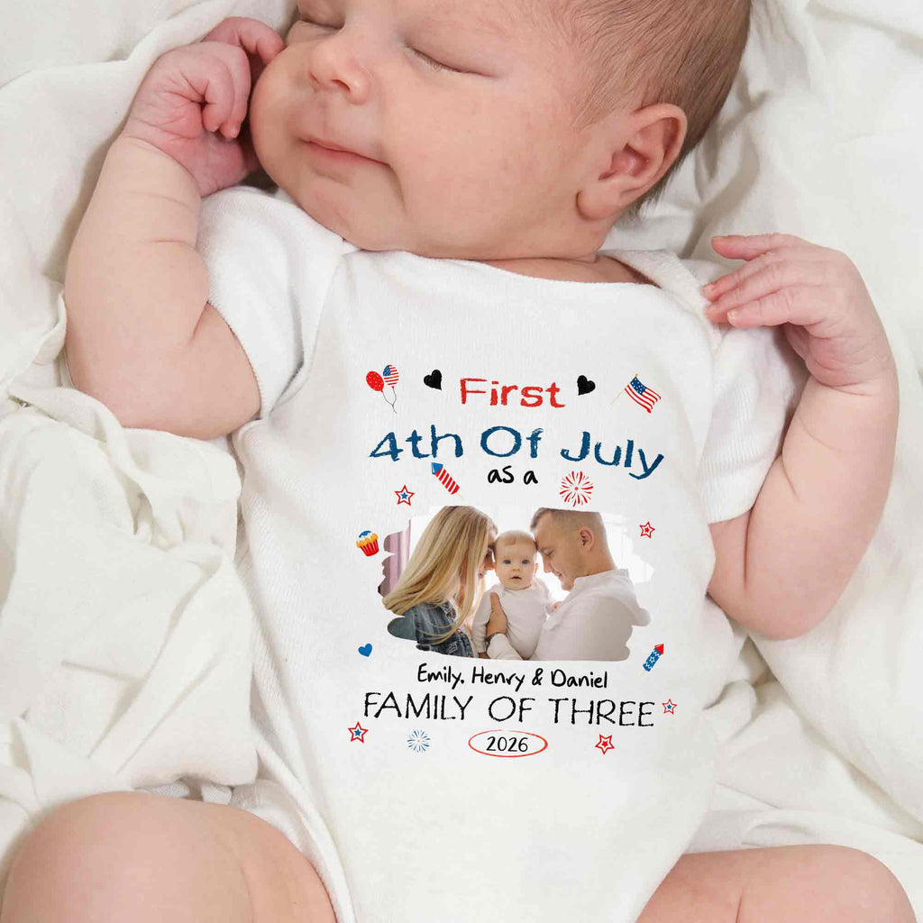 Personalized 4th of July Baby Onesie Custom Photo Gift for Family Baby Onesie GradoCreations