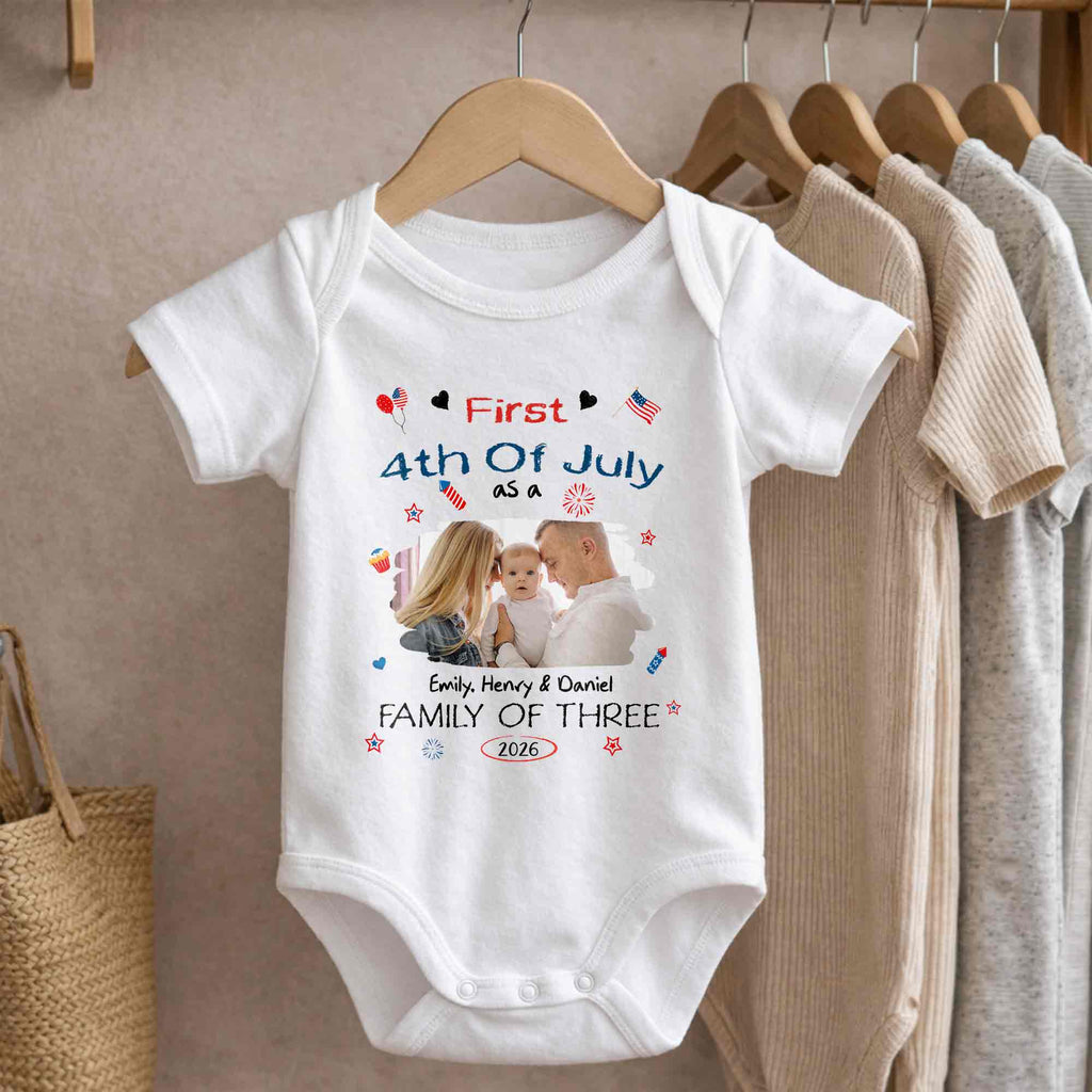Personalized 4th of July Baby Onesie Custom Photo Gift for Family Baby Onesie GradoCreations
