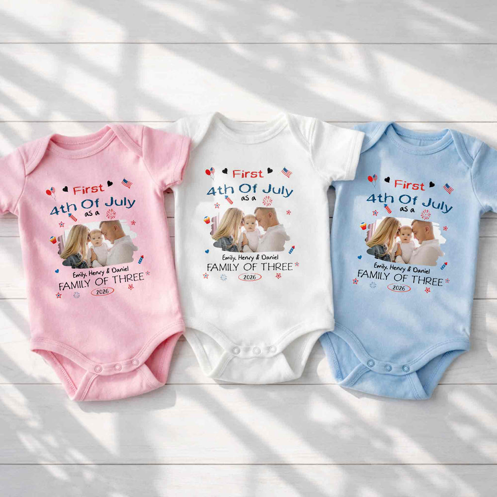 Personalized 4th of July Baby Onesie Custom Photo Gift for Family Baby Onesie GradoCreations