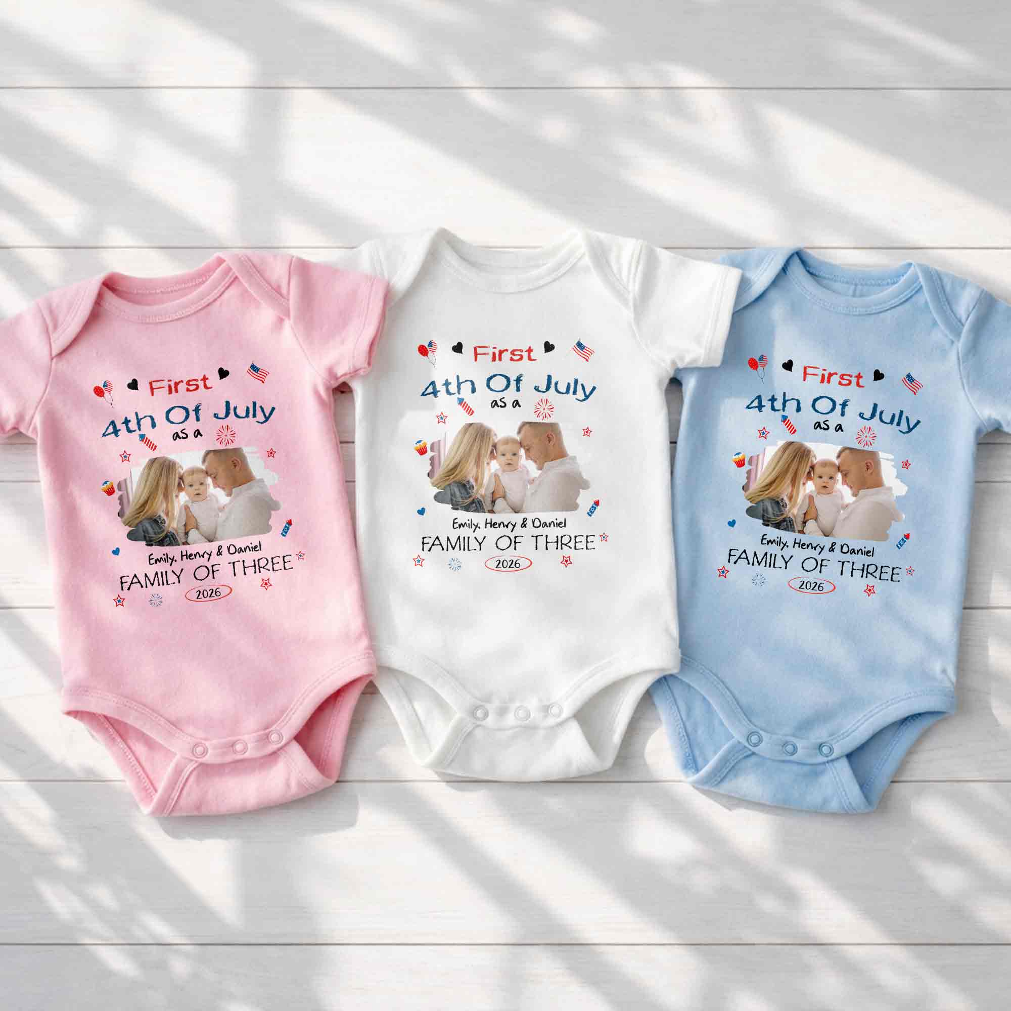 Personalized 4th of July Baby Onesie Custom Photo Gift for Family Baby Onesie GradoCreations