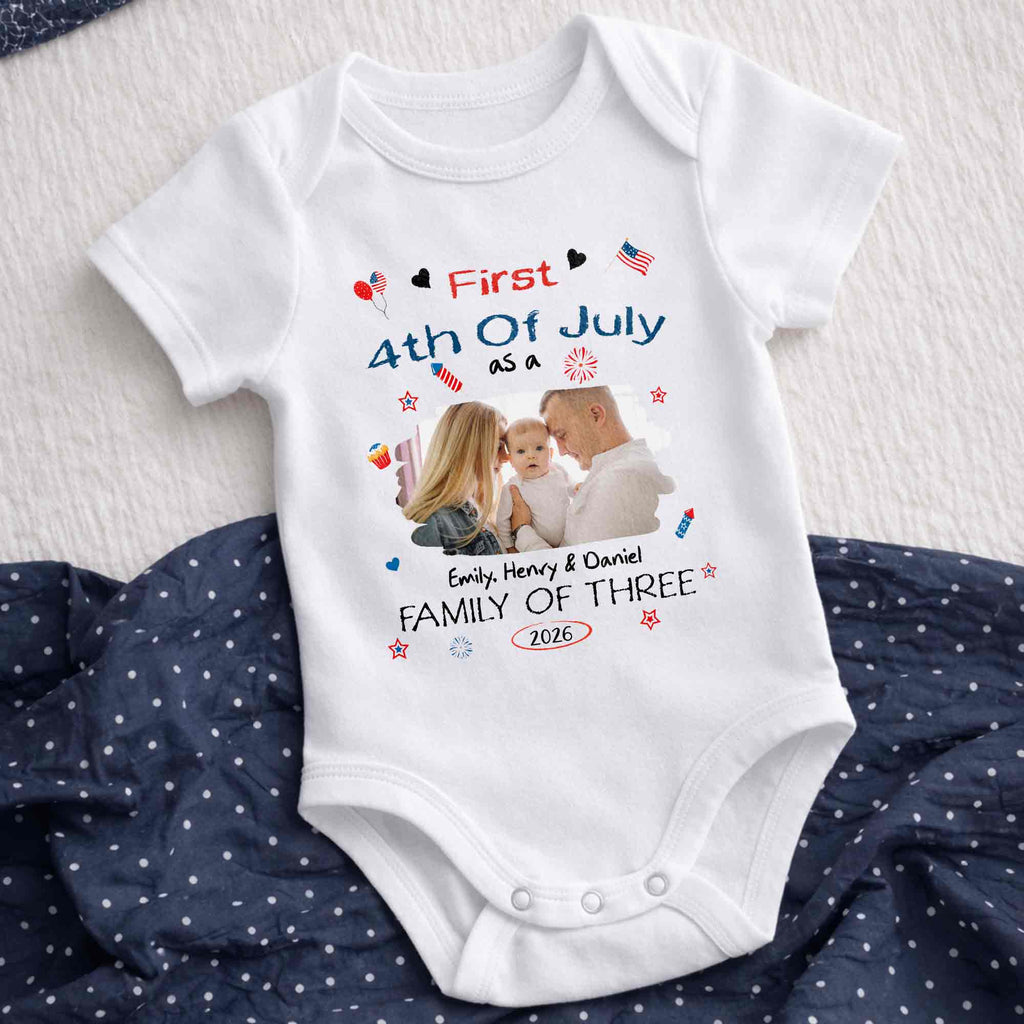 Personalized 4th of July Baby Onesie Custom Photo Gift for Family Baby Onesie GradoCreations